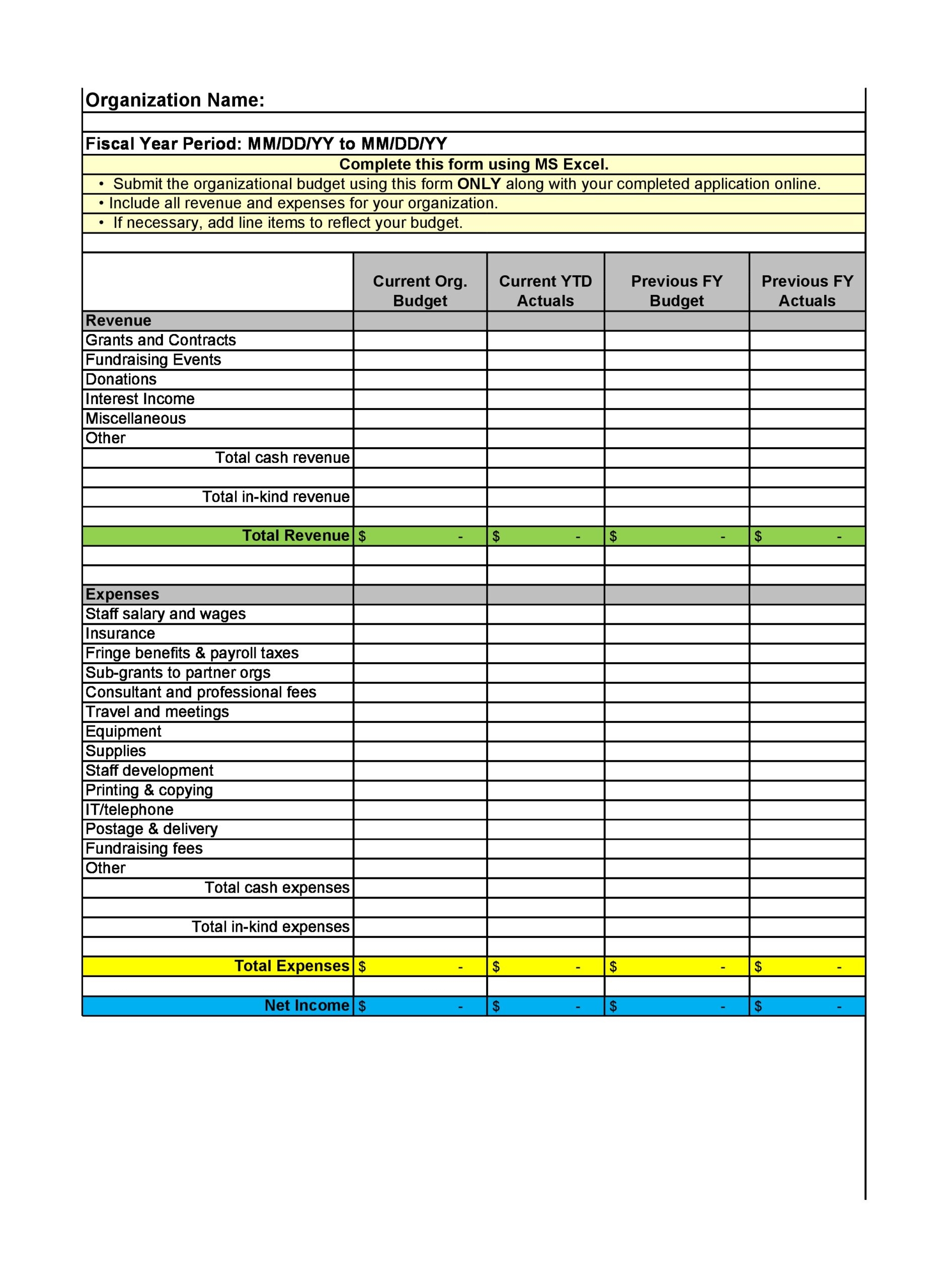Grant Proposal Budget Template