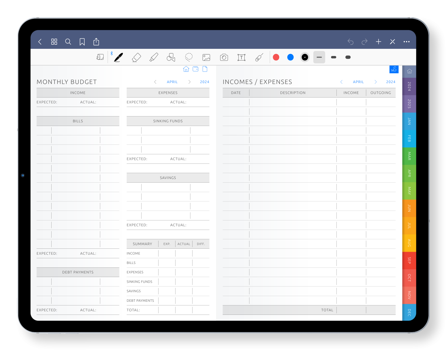Budget Planner Digital Planner Template PDF For IPad GoodNotes Notability