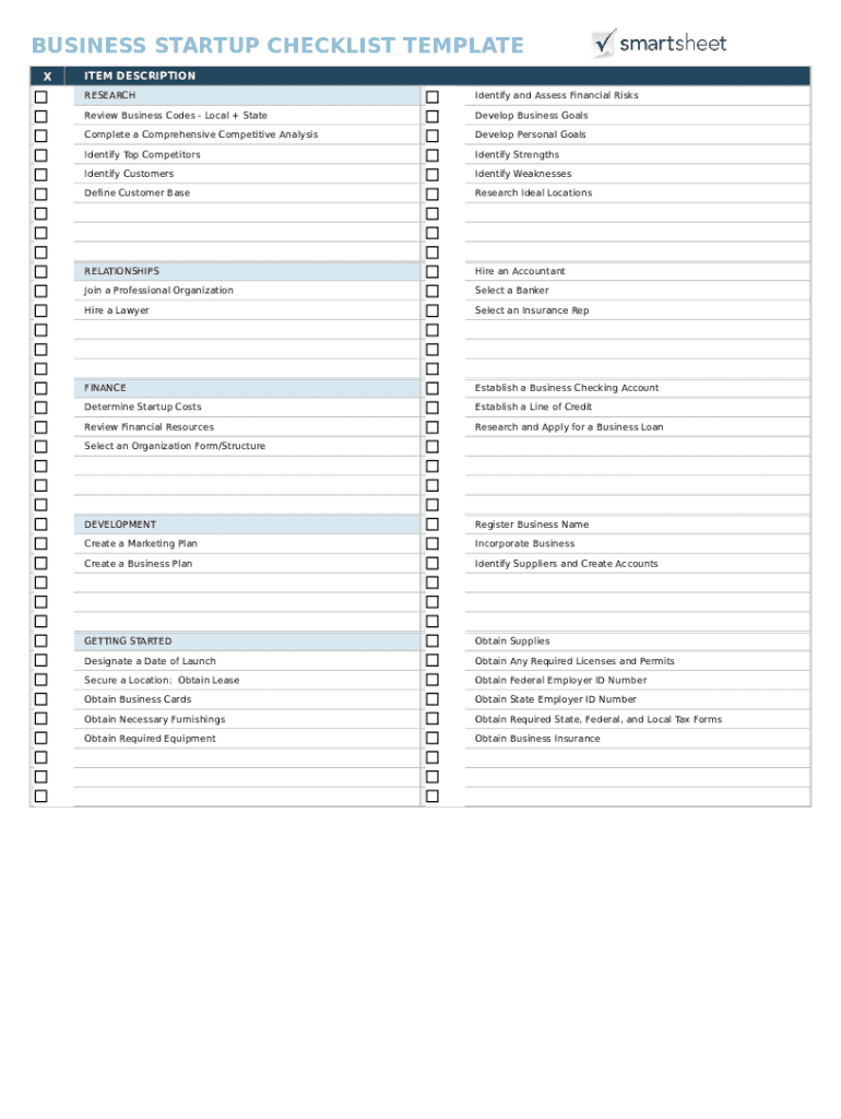 Business Checklist Template Fill Online Printable Fillable Blank PdfFiller