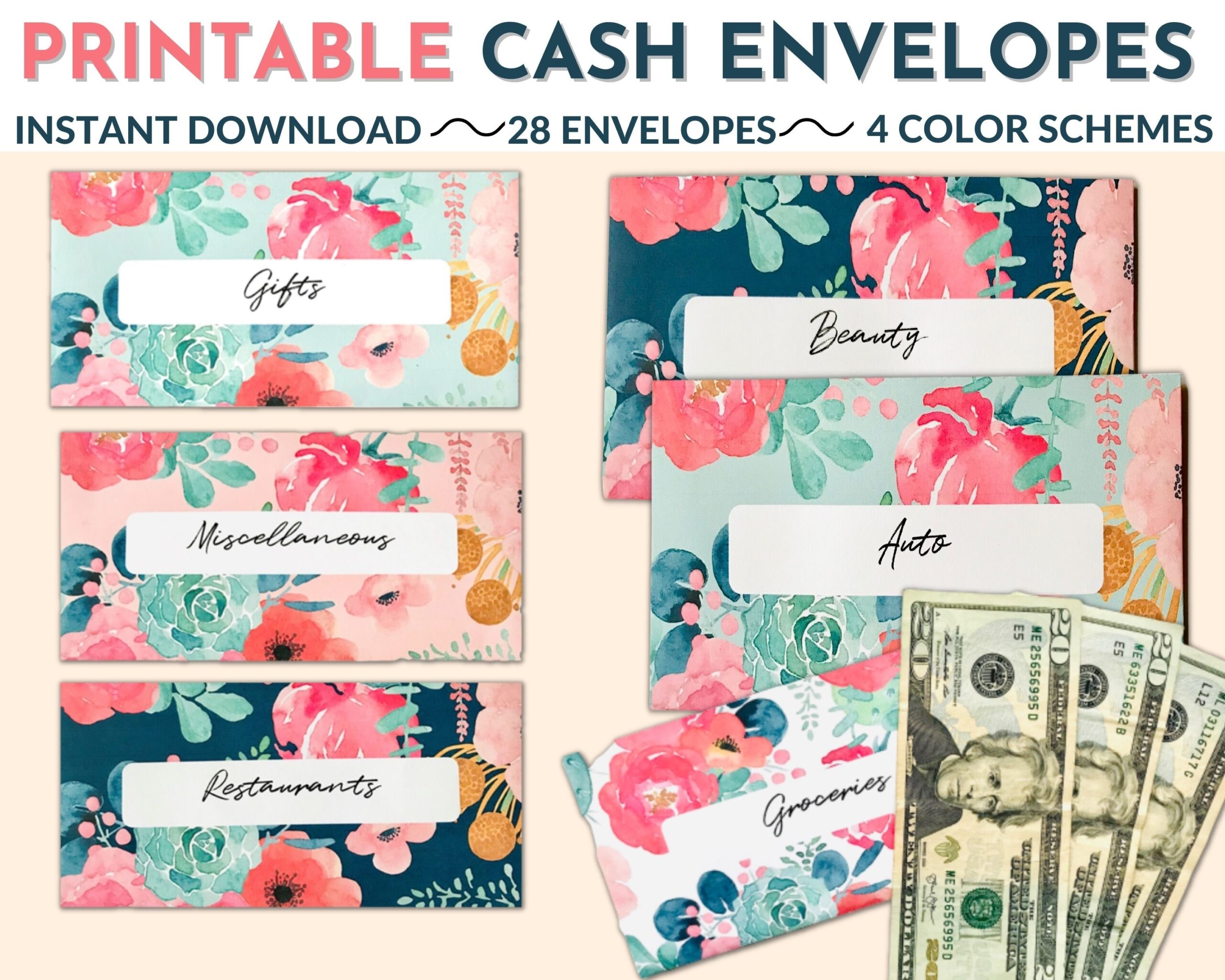 Printable Budget Envelope Template Shabby Chic