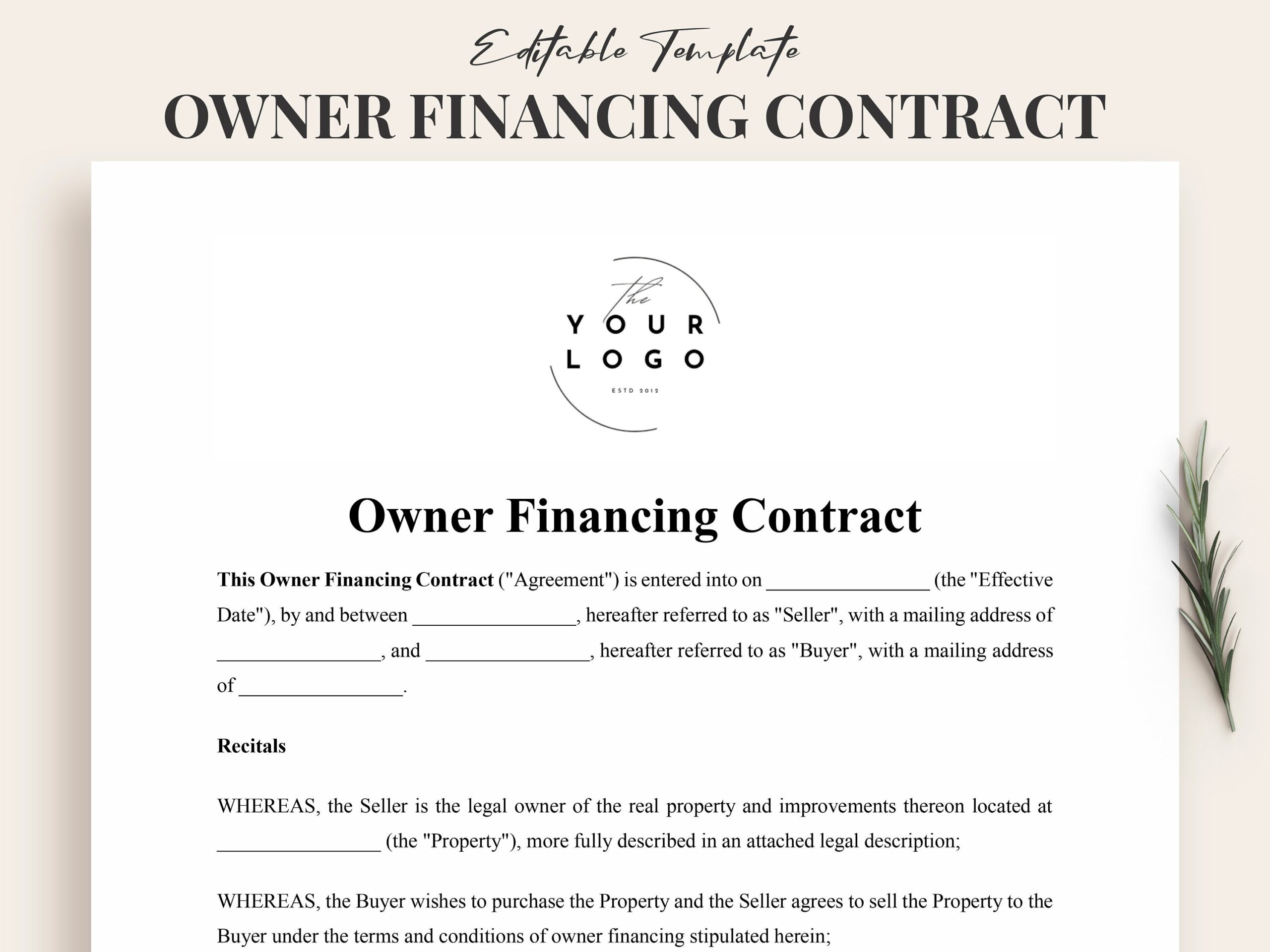 owner financing contract template