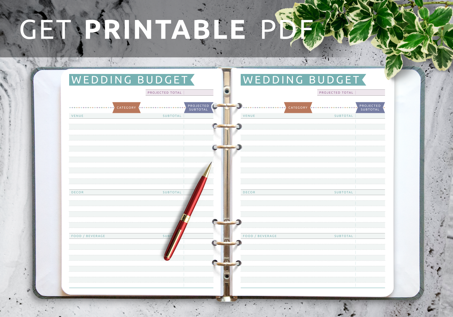 Download Printable Wedding Budget Template Casual PDF