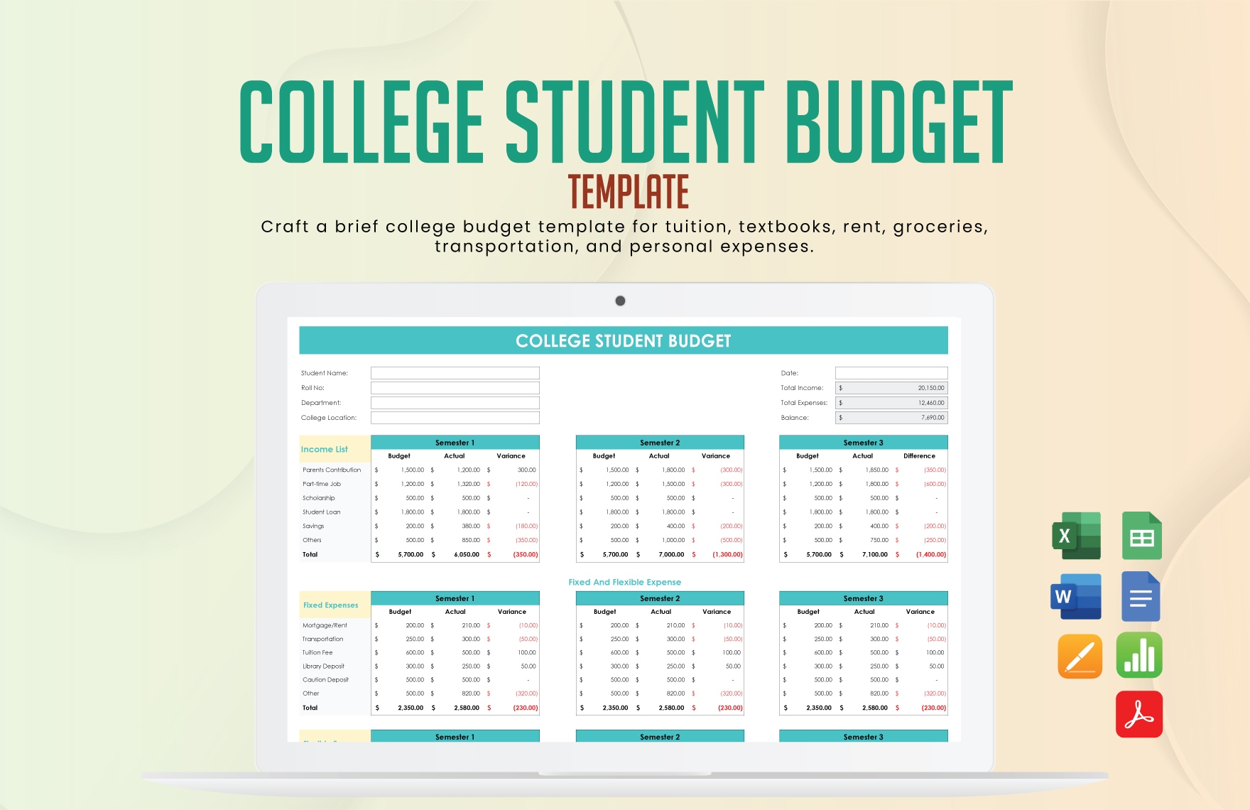 Editable Student Budget Templates In Google Sheets To Download