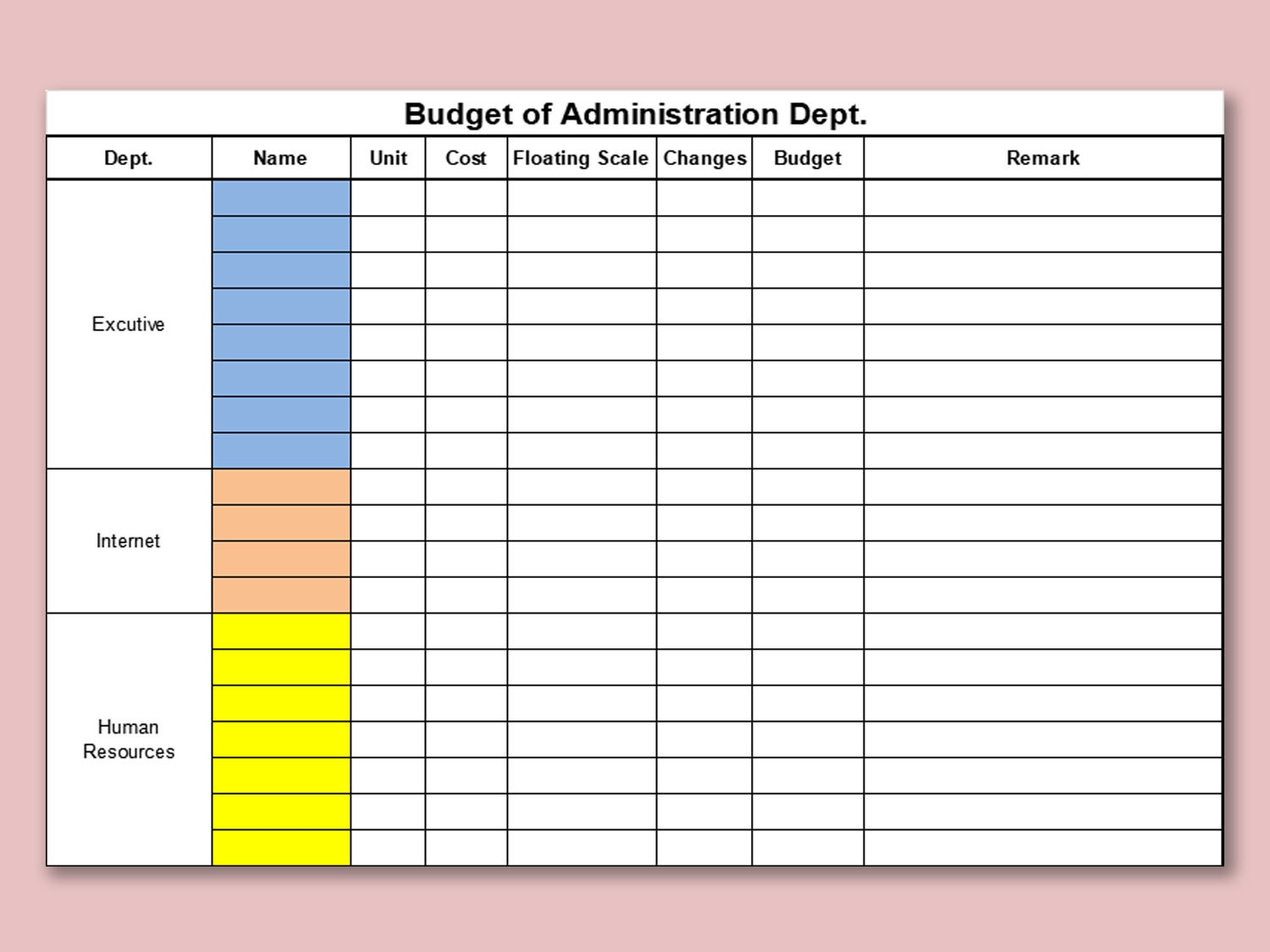 Department Budget Template
