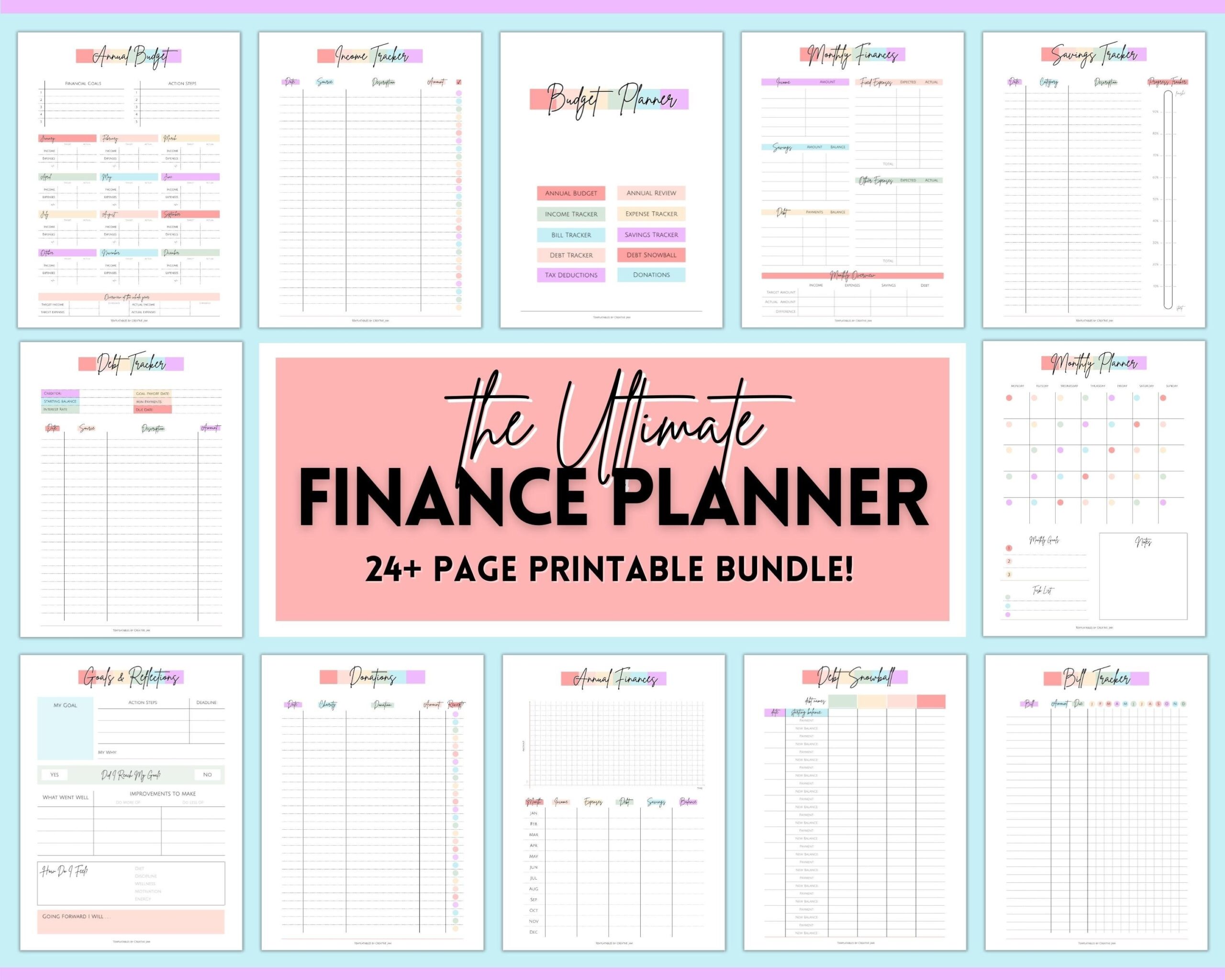 Finance Planner BUNDLE Budget Planner Templates Financial Savings Tracker Printable Binder Monthly Debt Bill Spending Expenses Tracker Etsy
