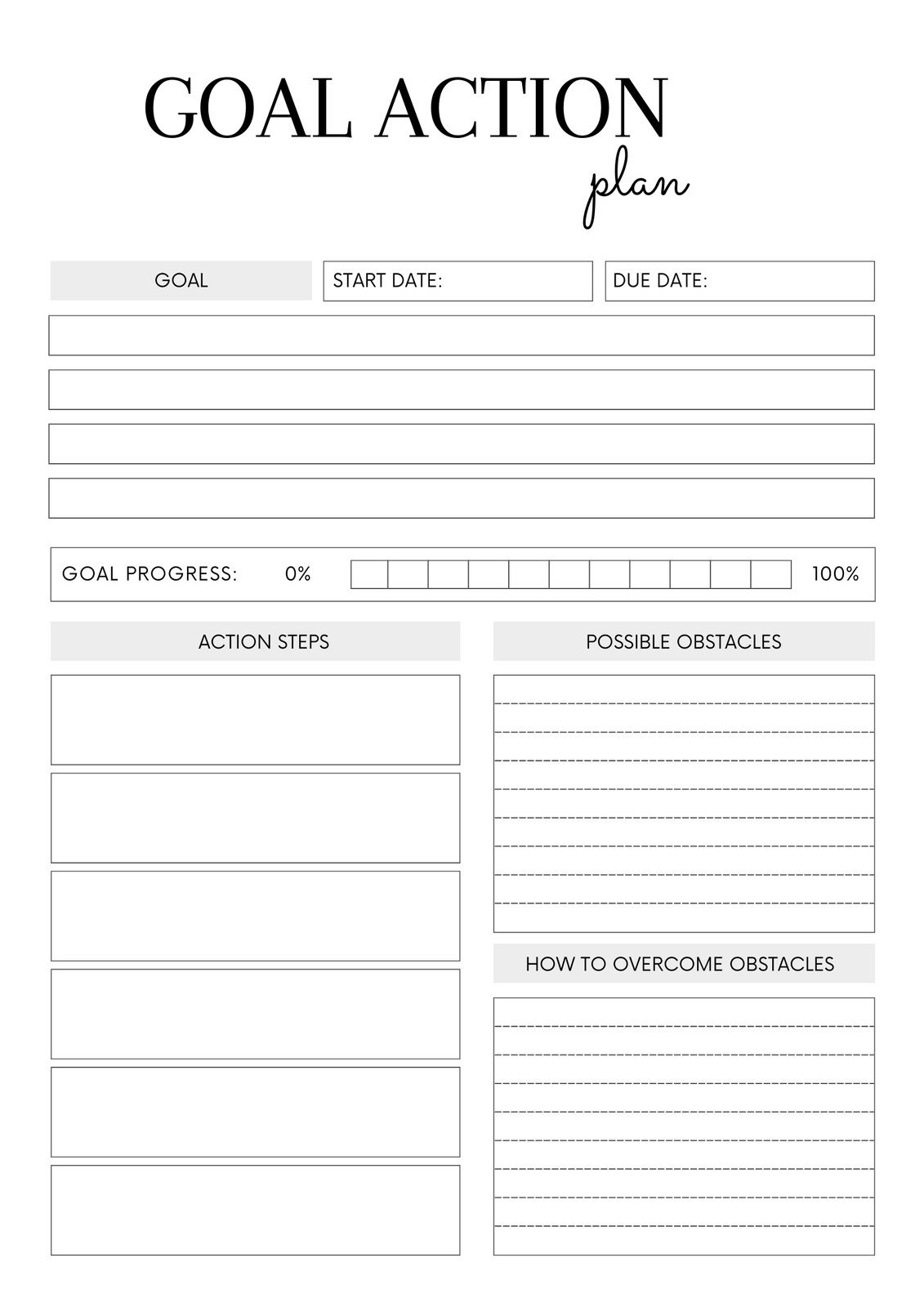 business goal setting worksheet printable PDF