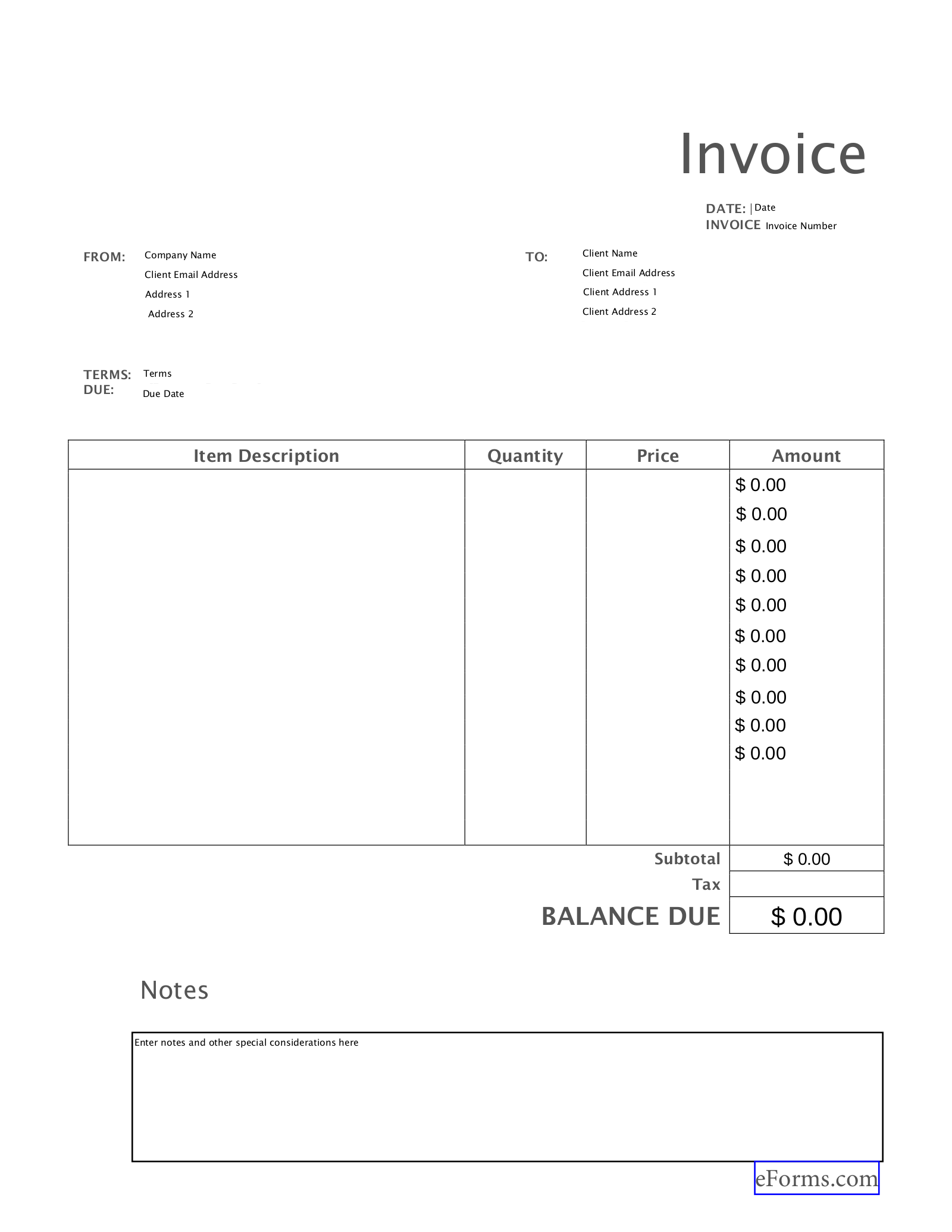 printable invoice template for small business