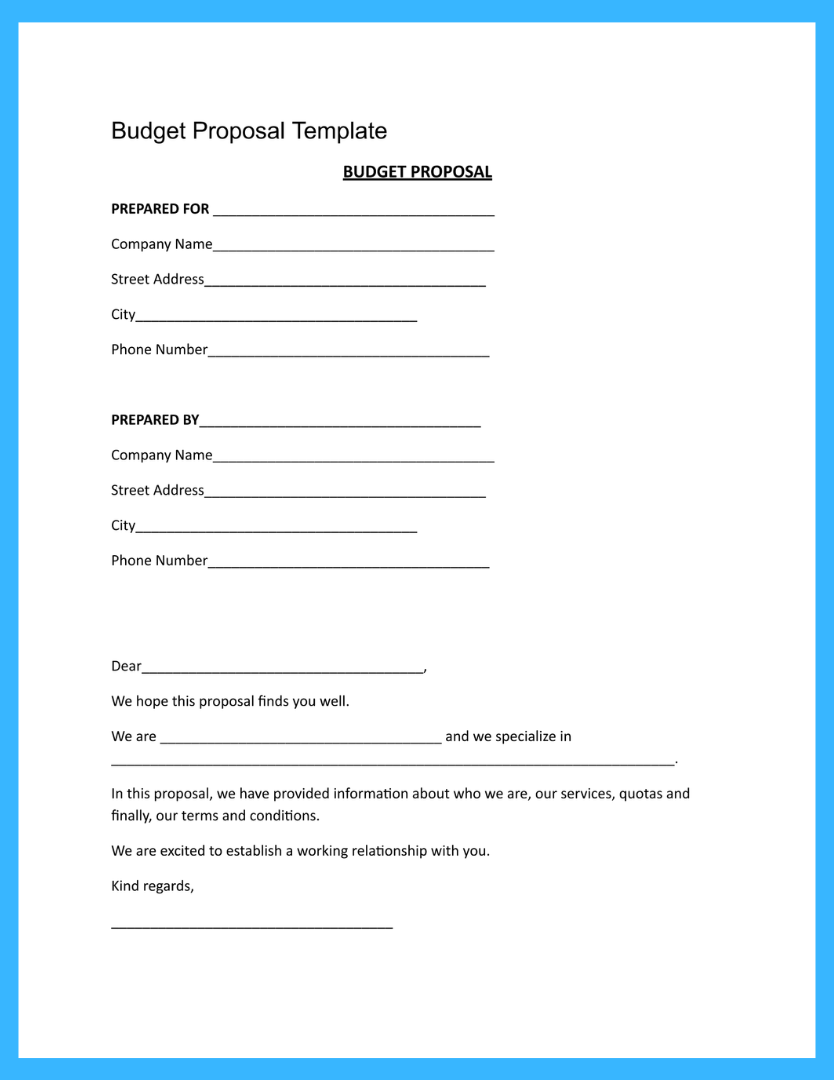 Sample Budget Proposal Template