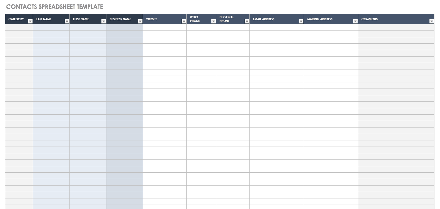 printable vendor contact list for small business
