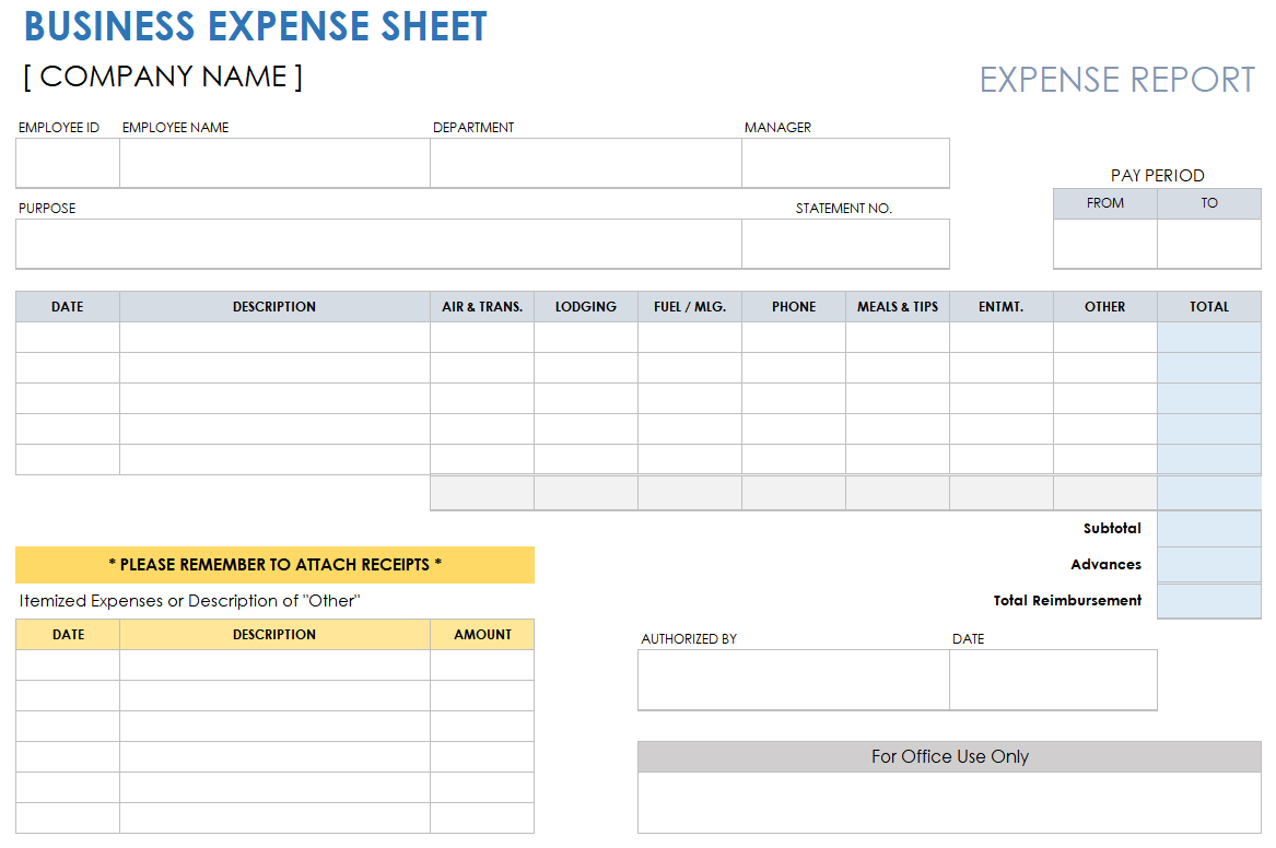 Free PDF Expense Report Templates And Forms Smartsheet
