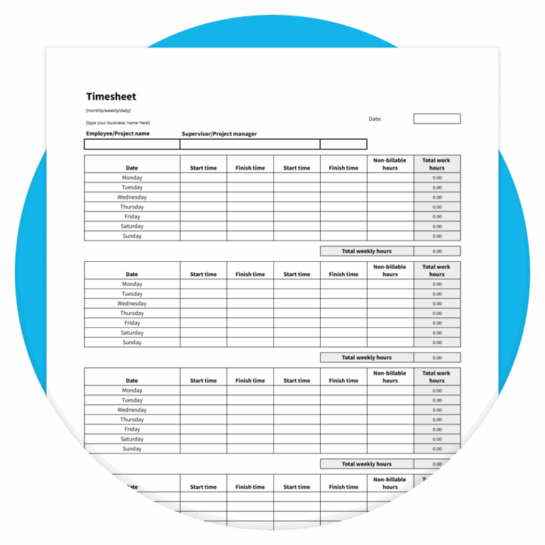 Free Printable Timesheet Template For Small Businesses Xero