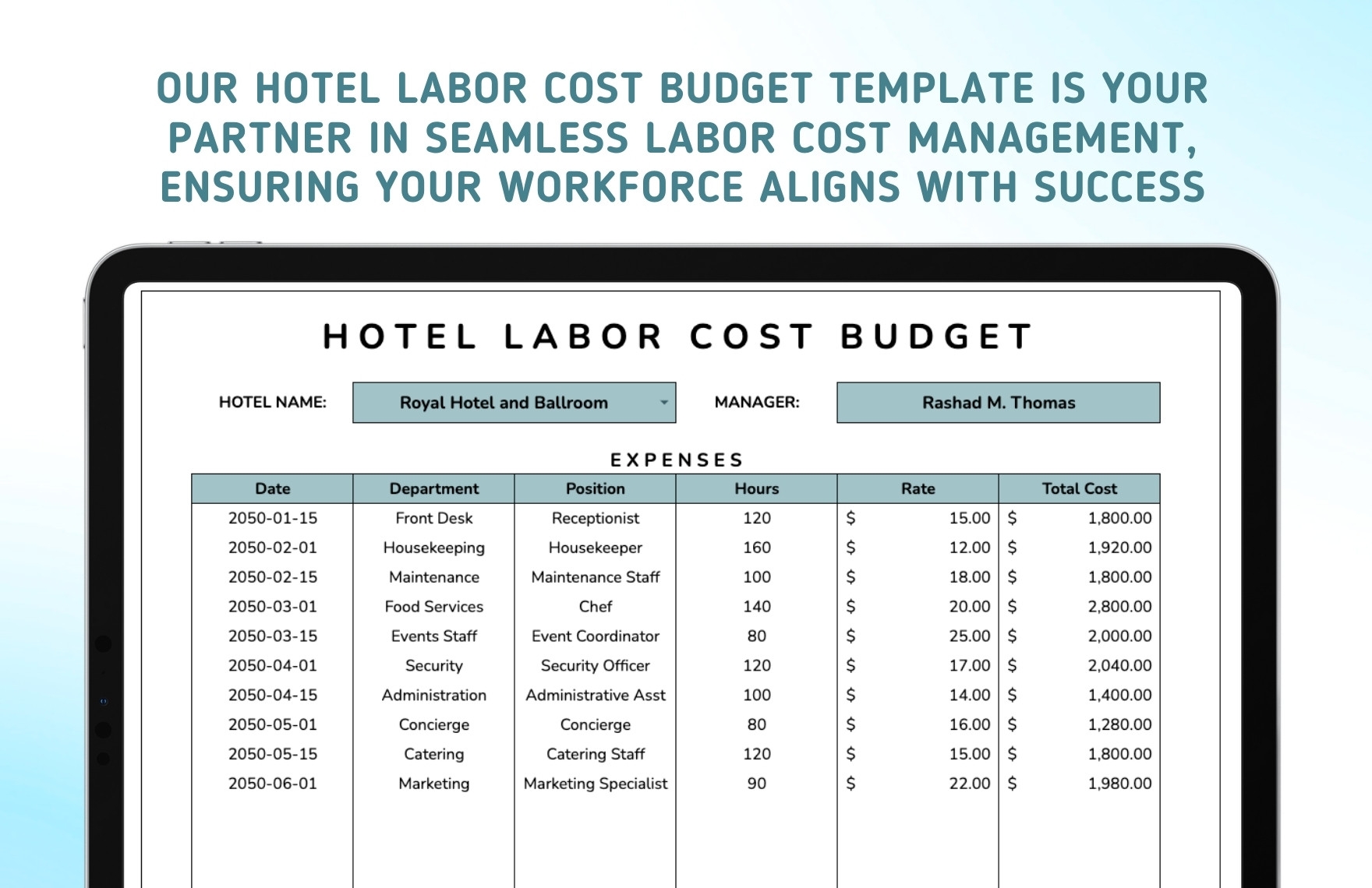Hskp Labor Budget Template