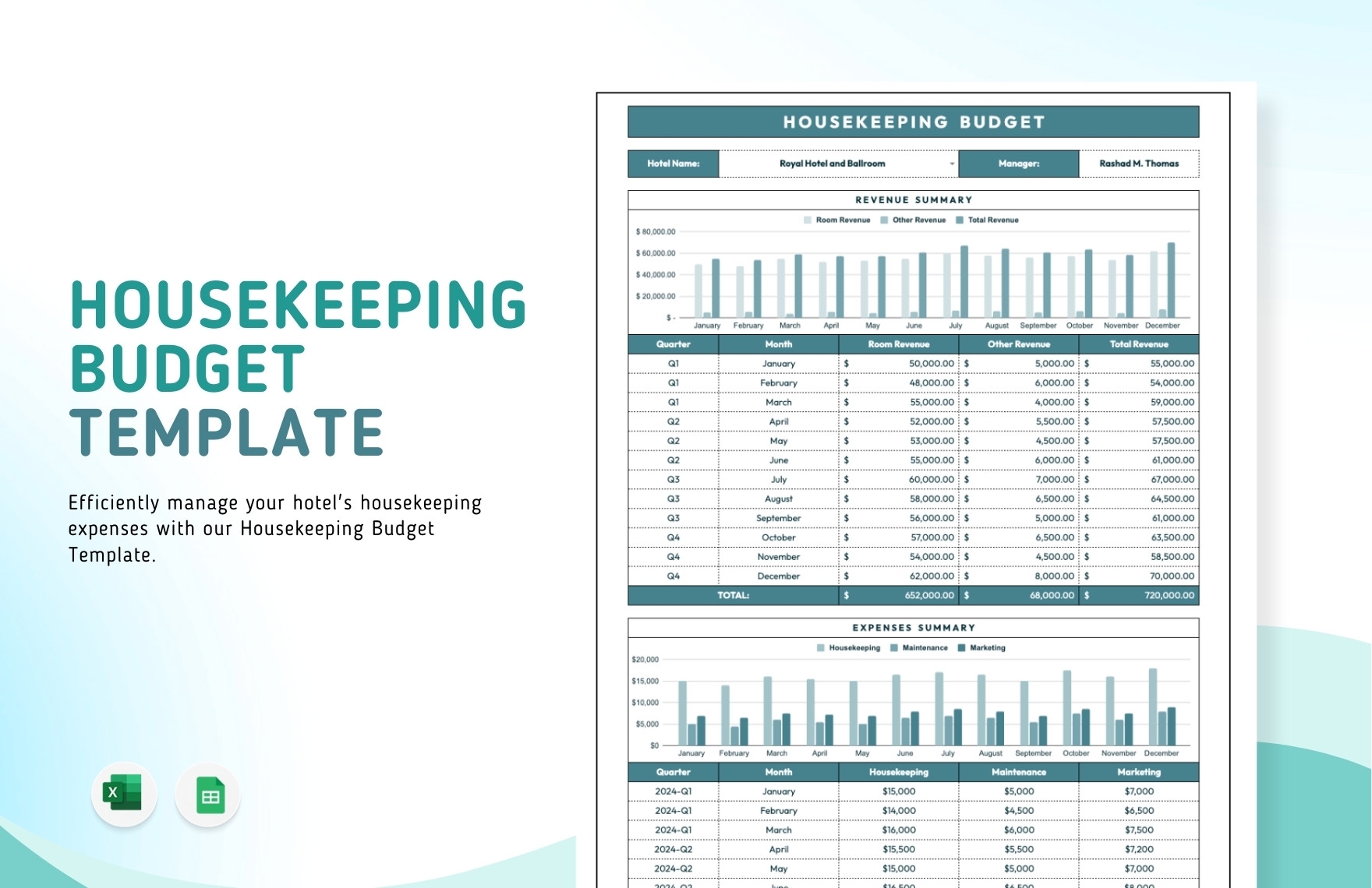 Housekeeping Budget Template In Excel Google Sheets Download Template 