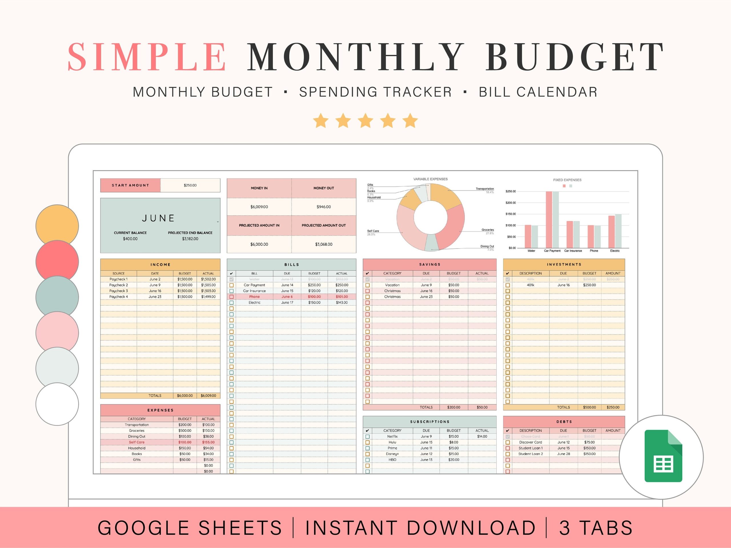 Cute Budget Template Google Sheets