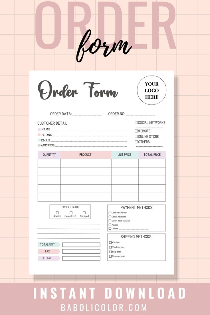 Order Form Printable For Small Businesses Keep Track Of Your Customer Sales