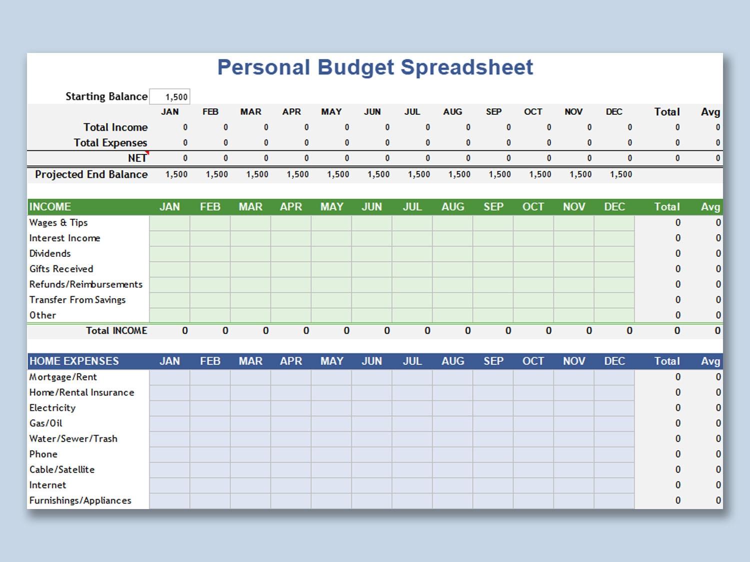 excel personal finance template