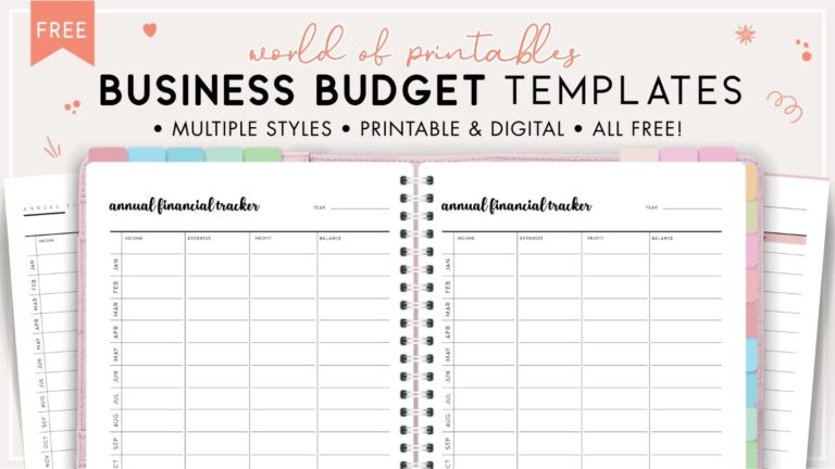 Printable Business Budget Template Free PDF Templates