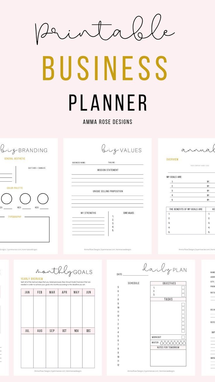 editable printable business planner templates