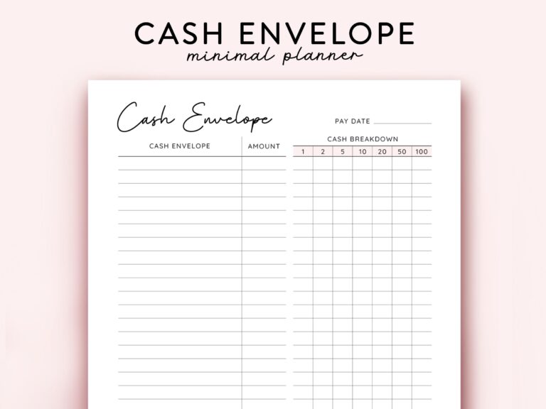 Printable Cash Envelope Budget Sheets Etsy