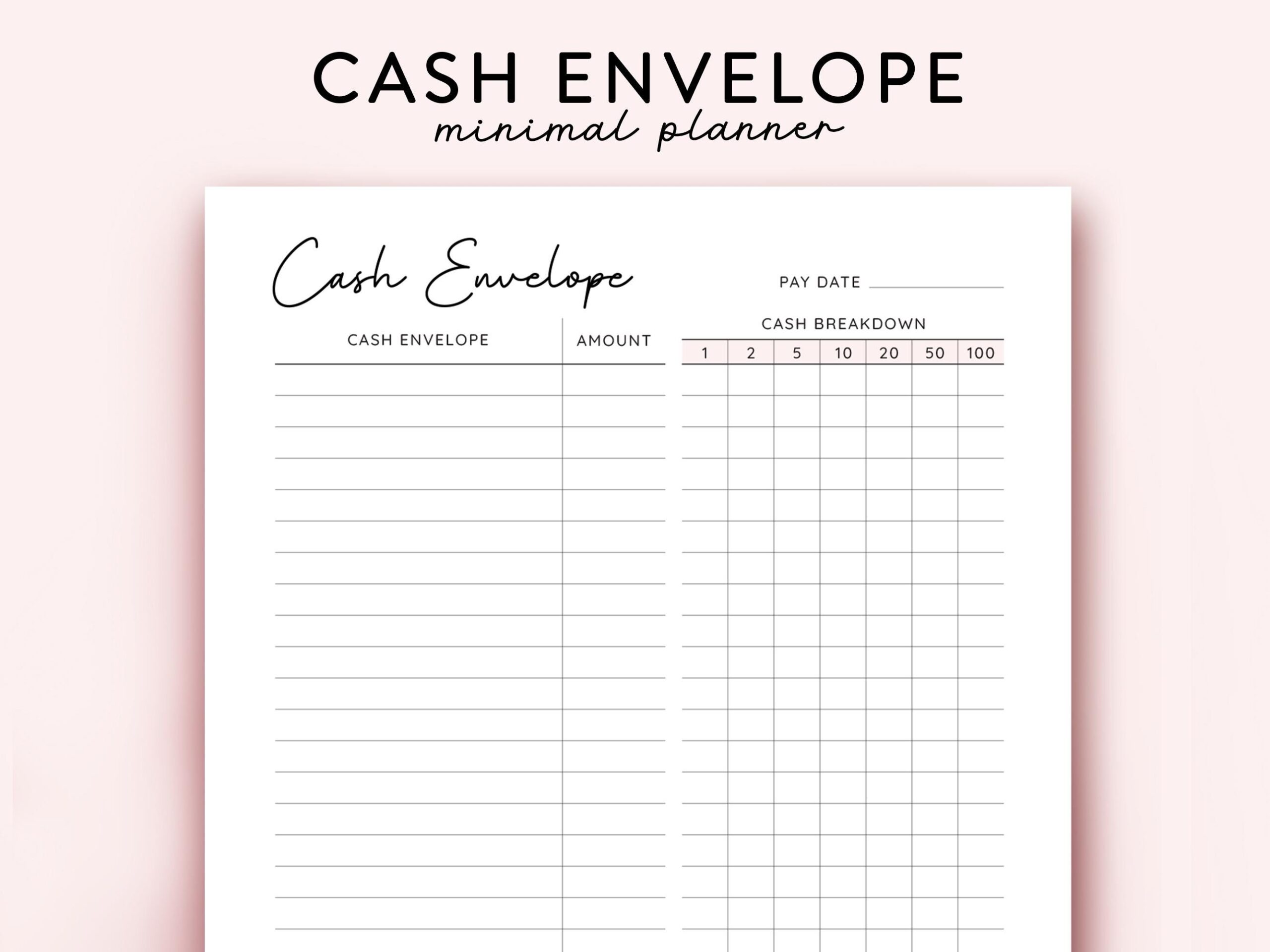 Printable Cash Envelope Budget Sheets Etsy