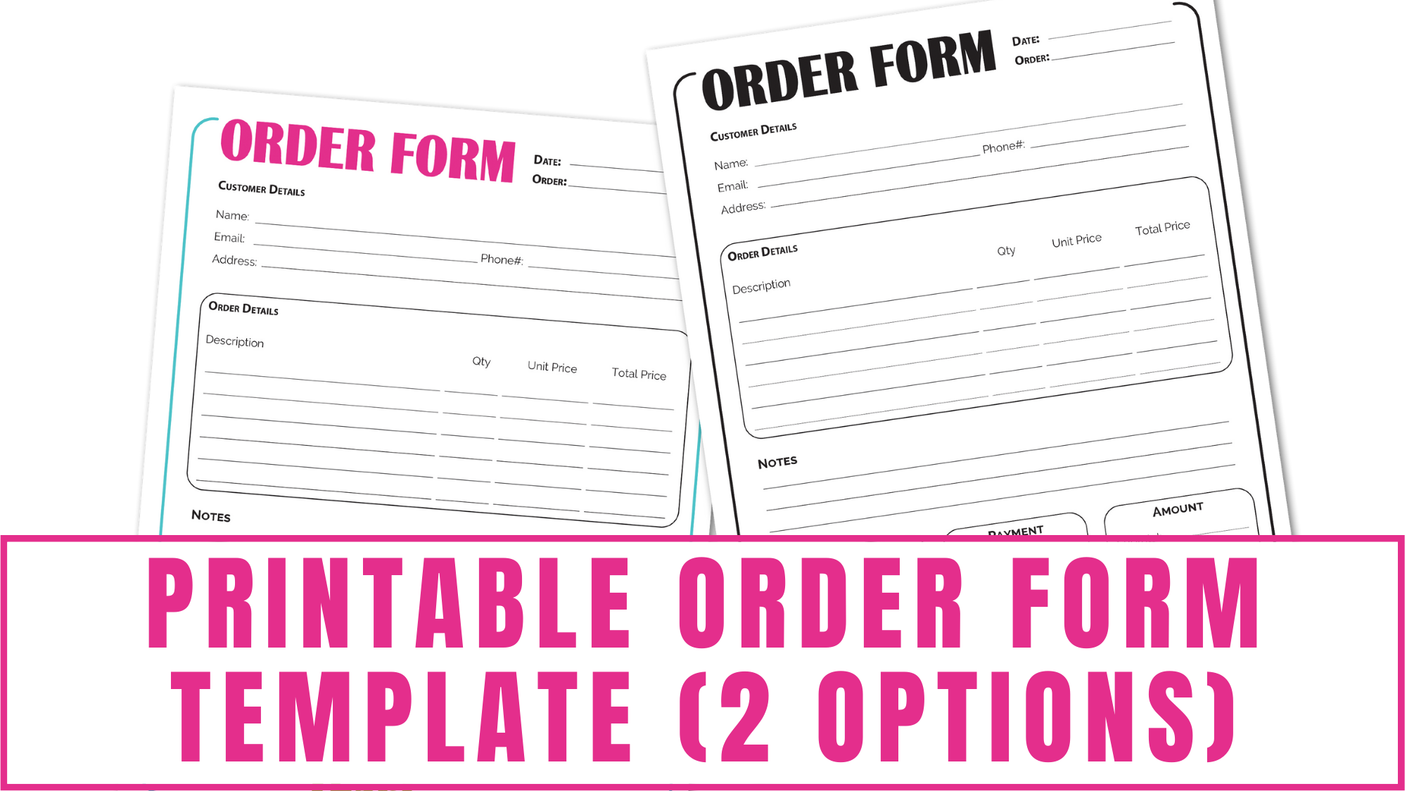 printable order form template for retail business