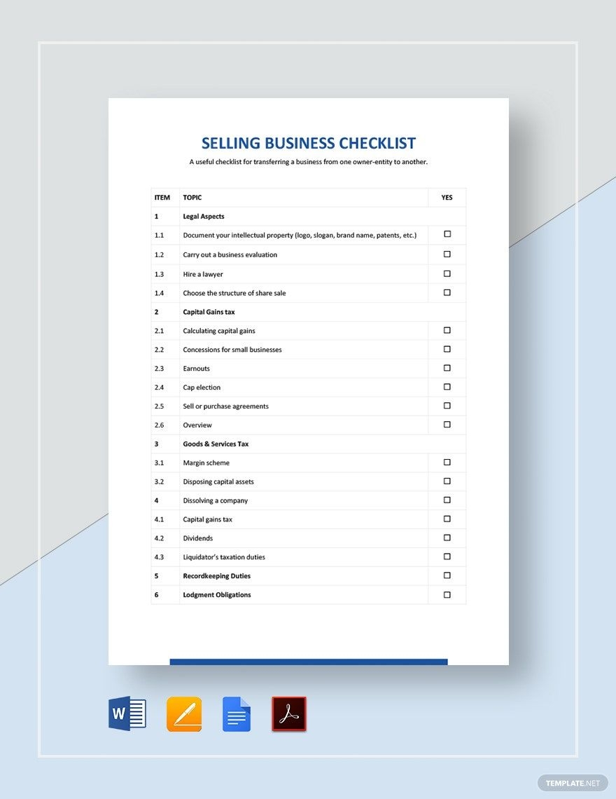 free downloadable business checklist PDF