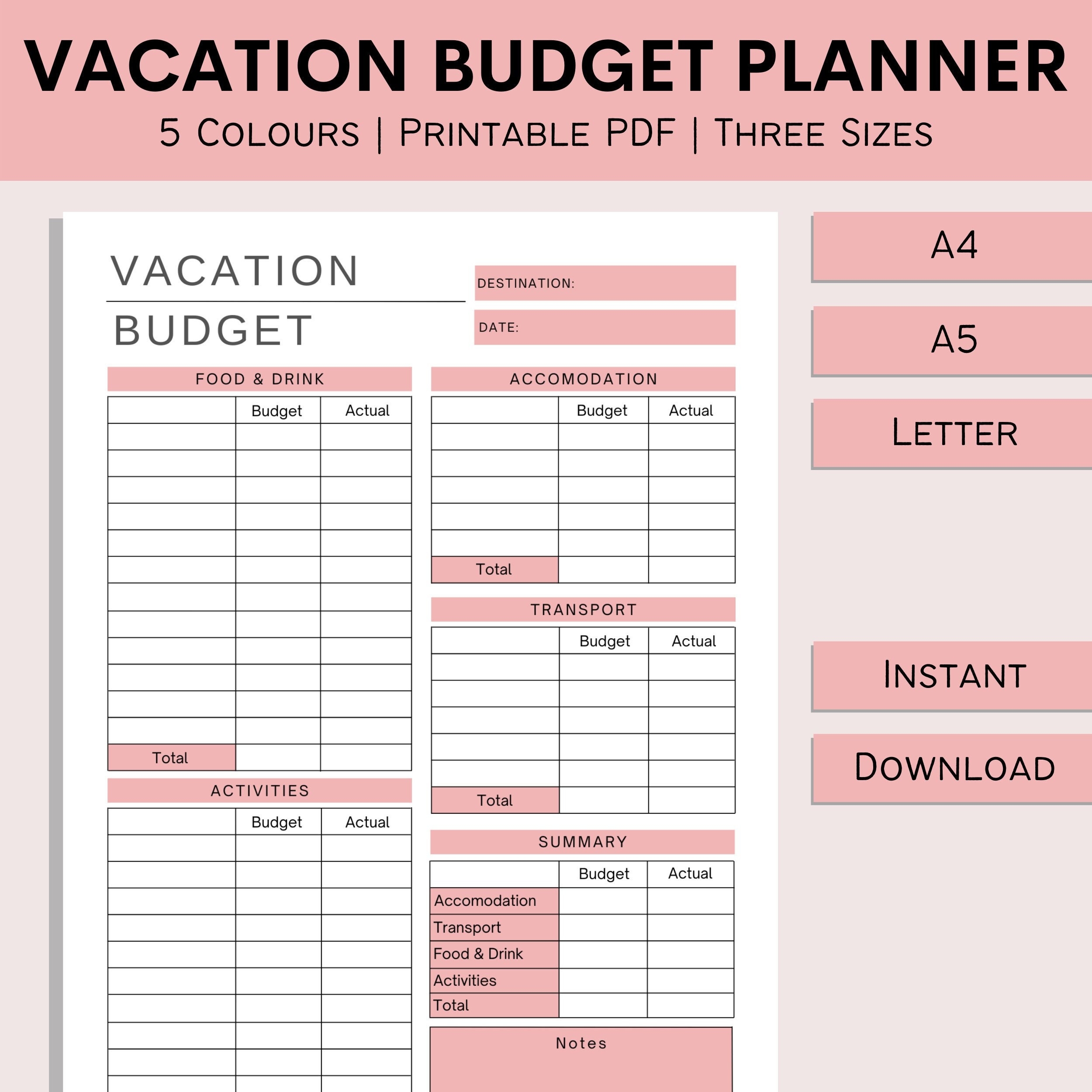 Vacation Budget Template
