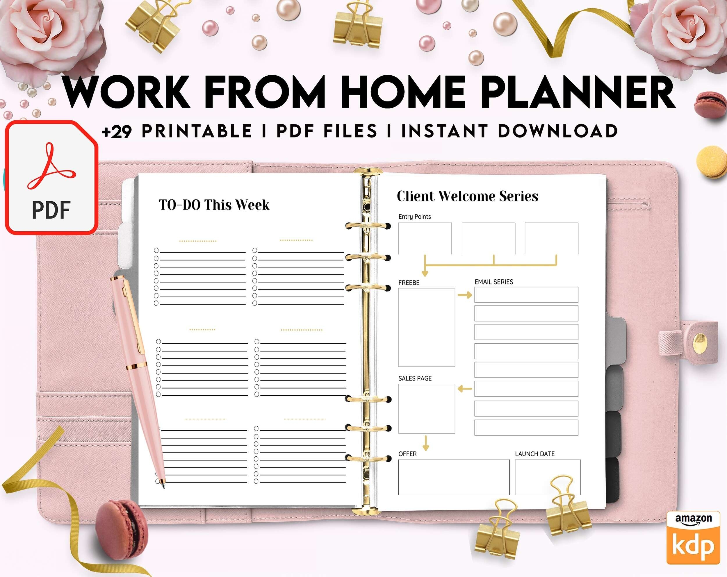 Work From Home Planner Productivity Planner Working From Home Freelancer Solopreneur Business Planner Digital Download PDF File 8 5x11 Inch Planners Weekly