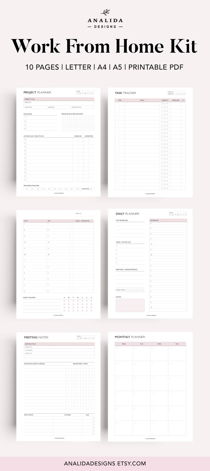 home business printable productivity planner
