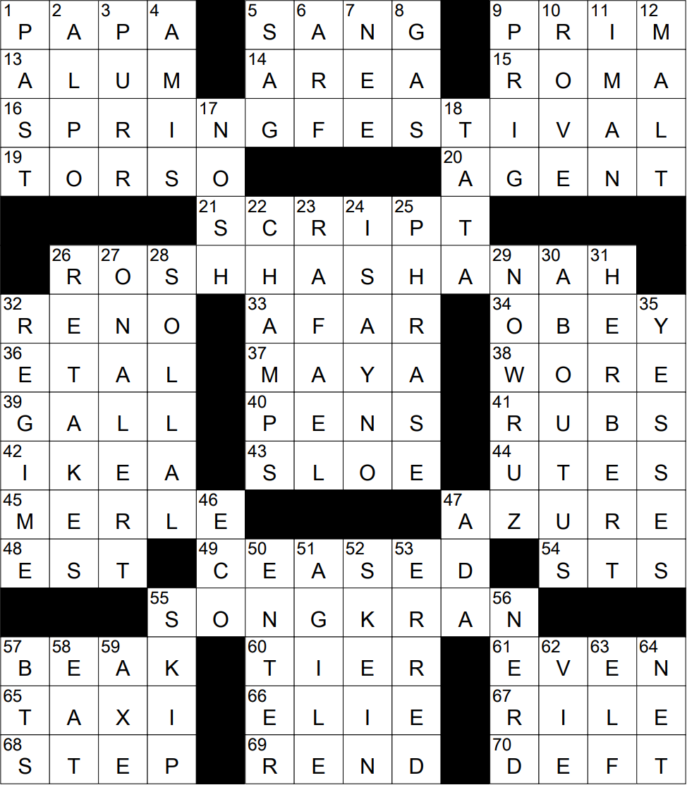 0201 22 NY Times Crossword 1 Feb 22 Tuesday NYXCrossword