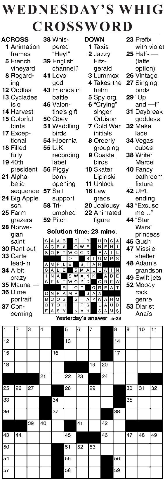 0528 Crossword Crosswords Cecildaily