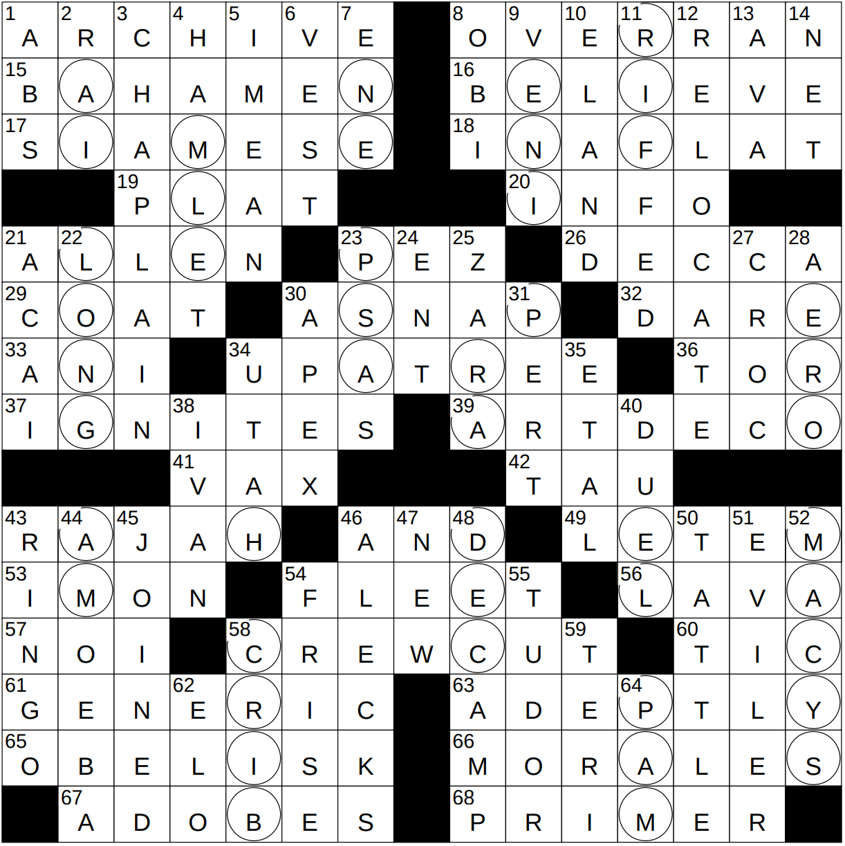 specification for a cut nyt crossword