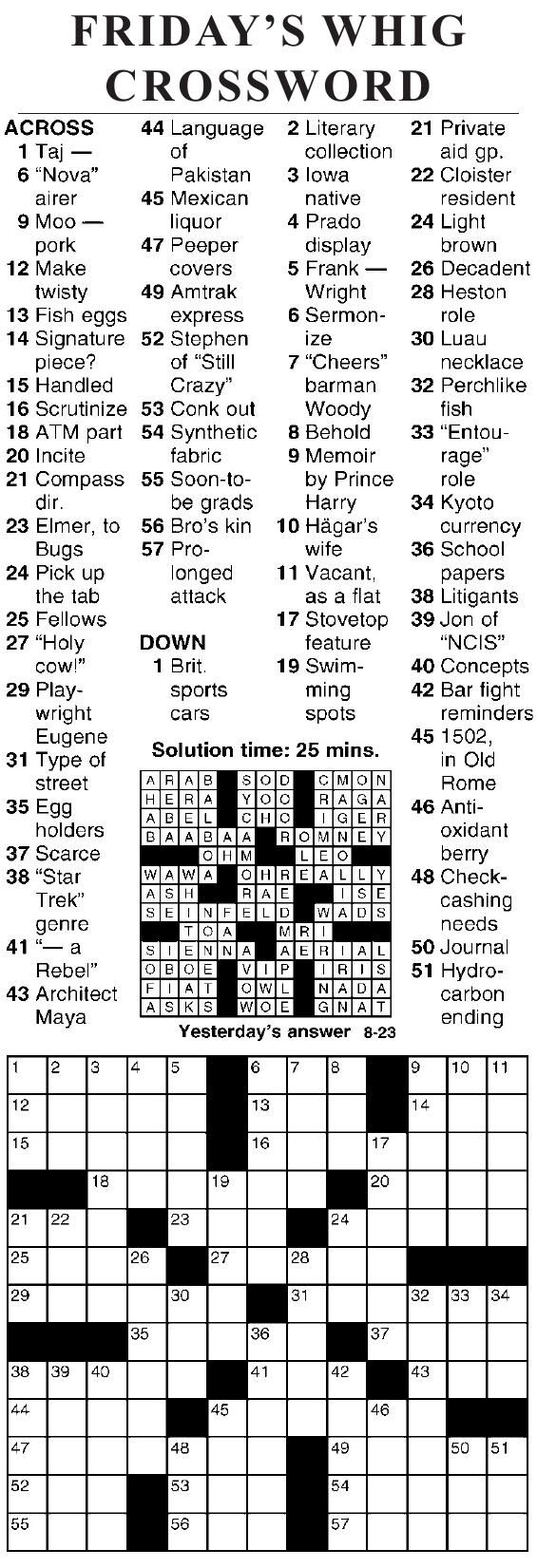 0823 Crossword Crosswords Cecildaily