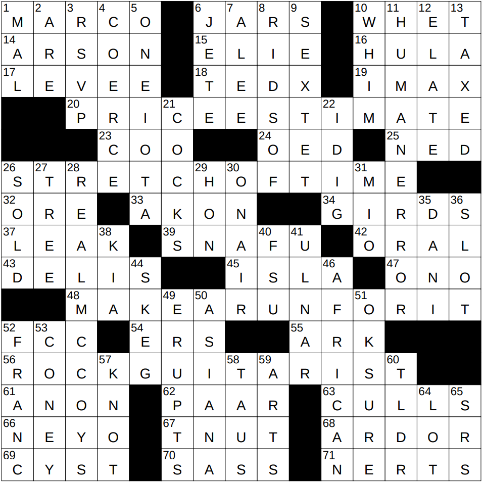 1204 24 NY Times Crossword 4 Dec 24 Wednesday NYXCrossword