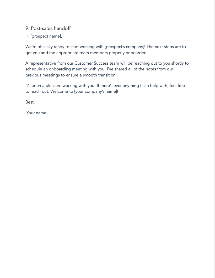 sales rep email template