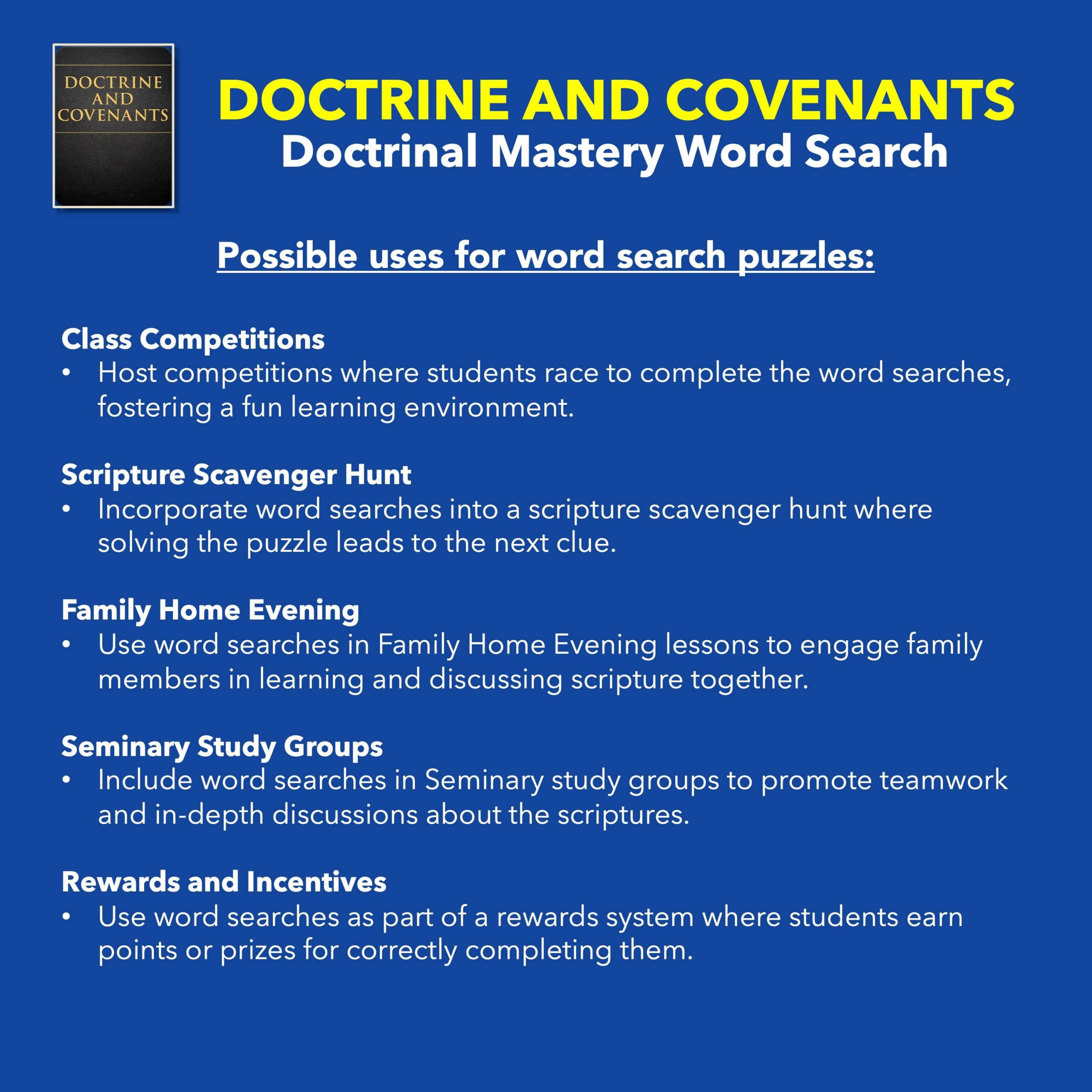 24 Hard WORD SEARCH D C Doctrine And Covenants Doctrinal Mastery Learn Scripture Passages Key Phrases Fun LDS Seminary Activity Printable Etsy