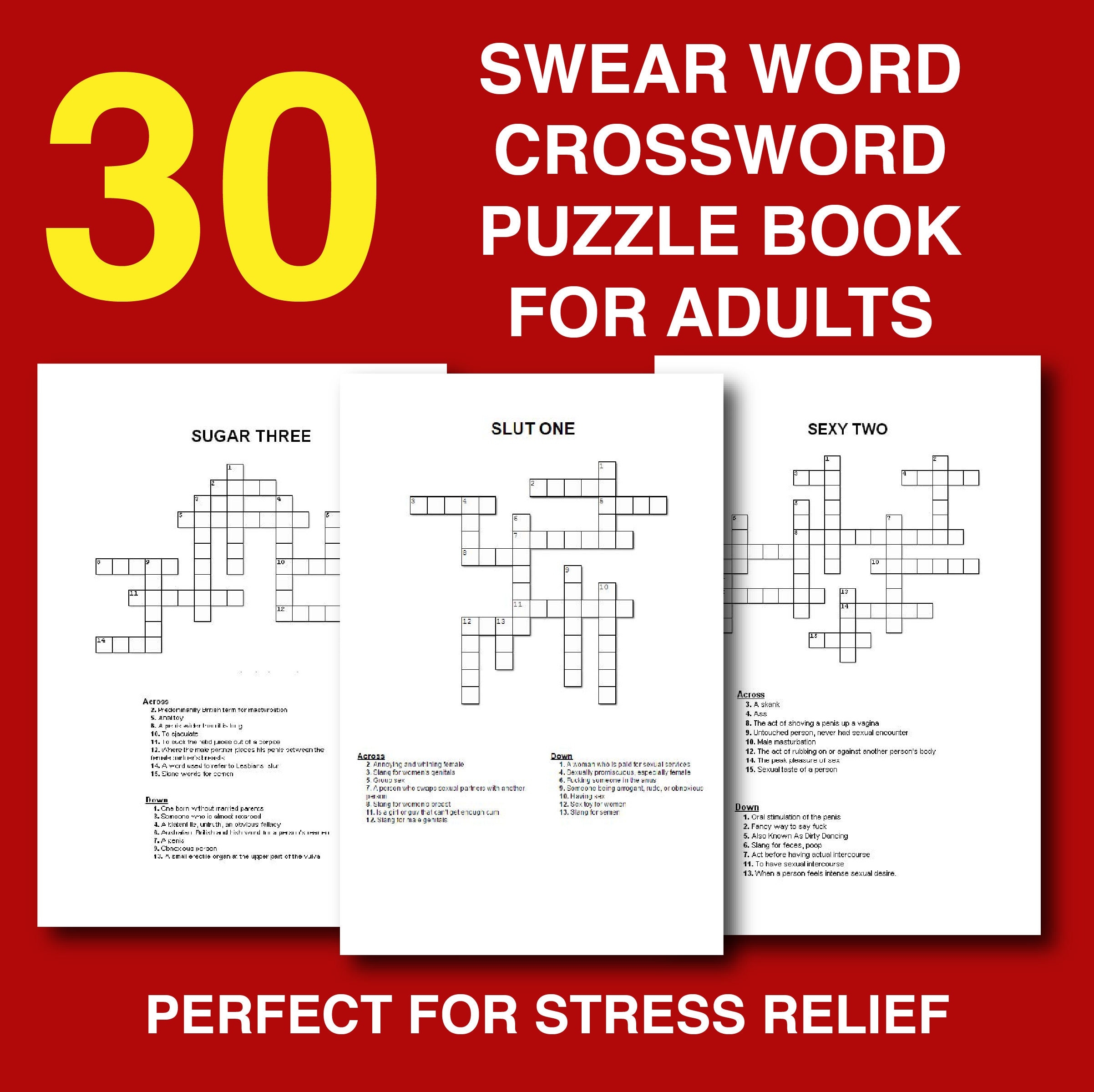 30 Swear Word Crossword Puzzles For Adults Instant Download Printable Puzzle Books For Adults Curse Words Profanity Funny Gift For Grown Ups Etsy