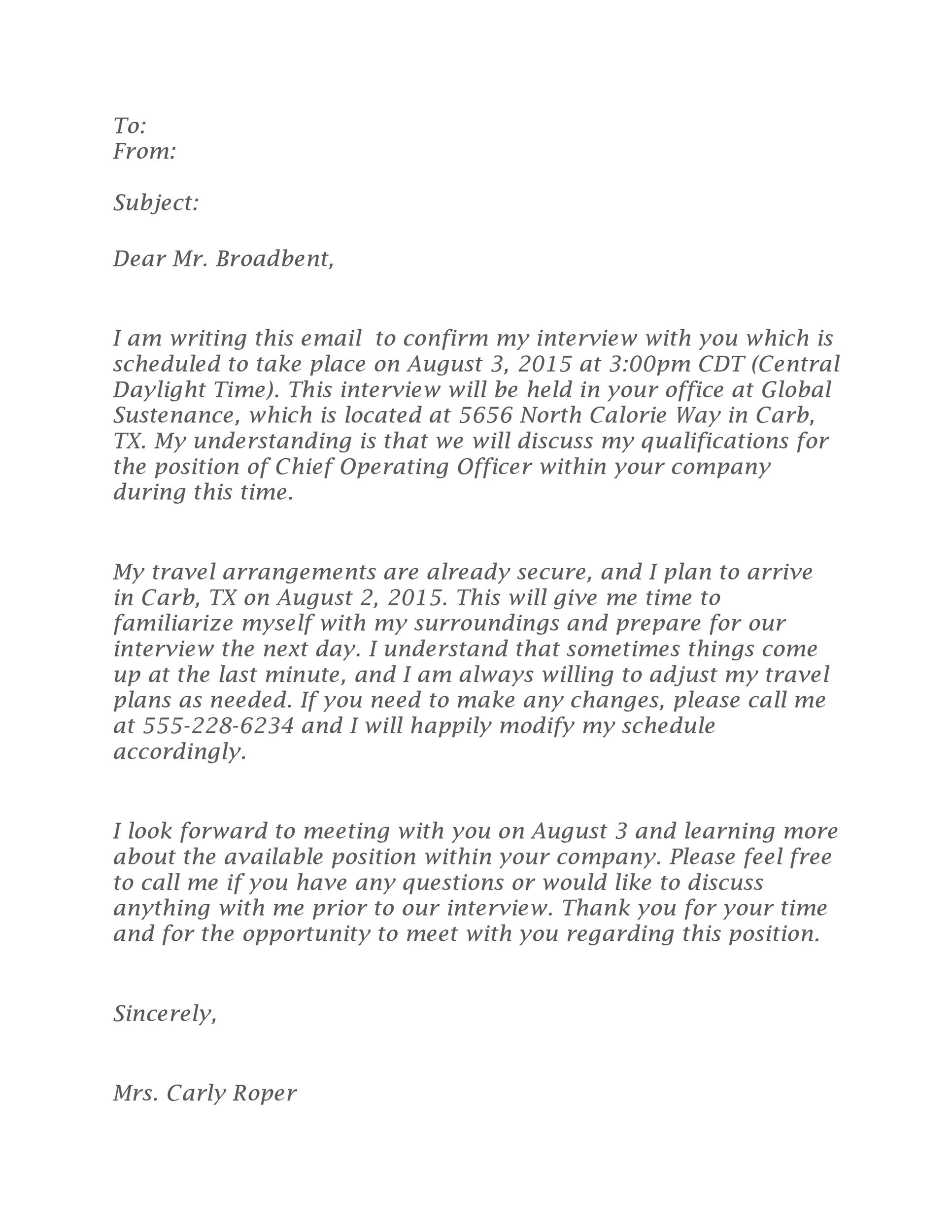 interview confirmation email template interview confirmation email template