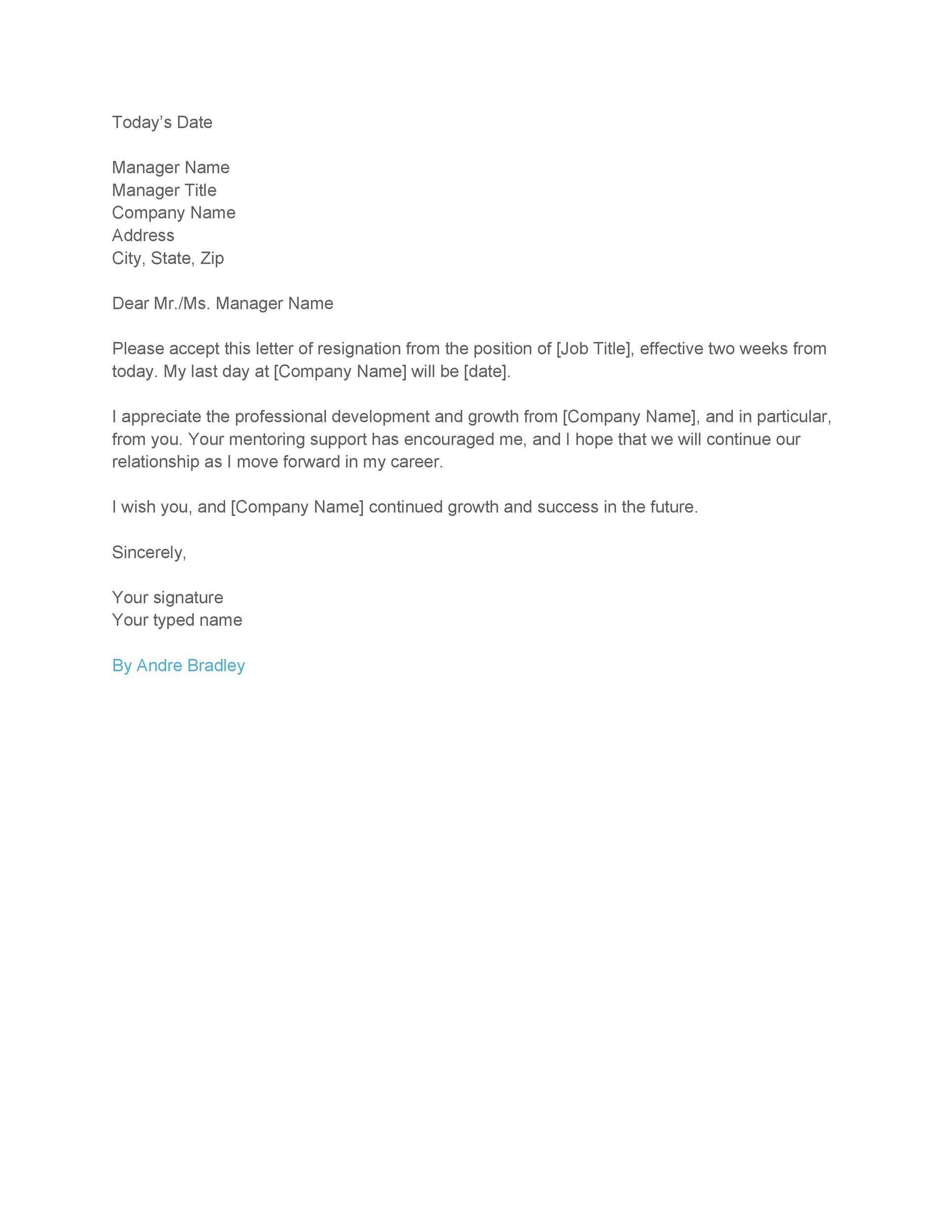 40 Two Weeks Notice Letters Resignation Letter Templates 40 Two Weeks Notice Letters Resignation Letter Templates