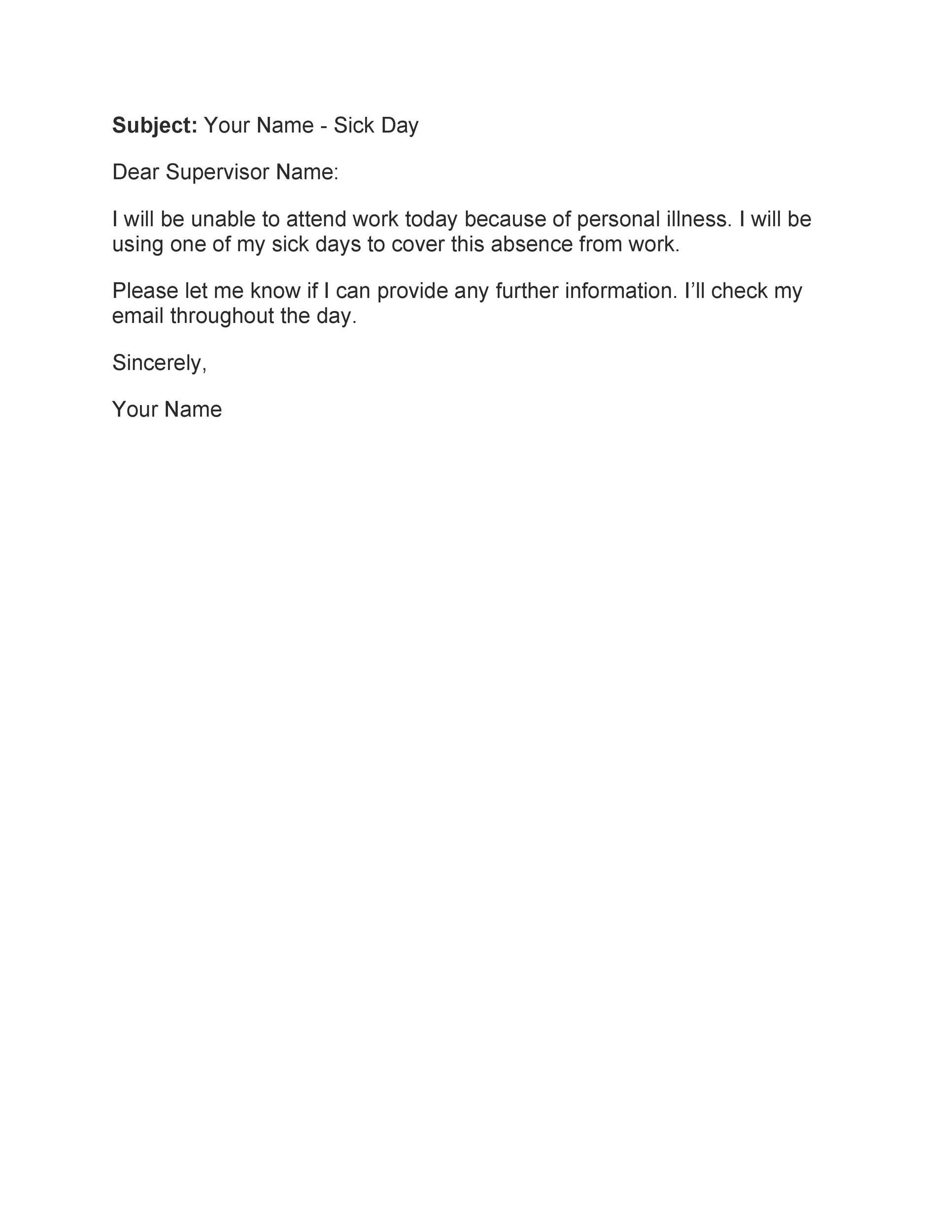 49 Professional Sick Leave Email Templates TemplateLab