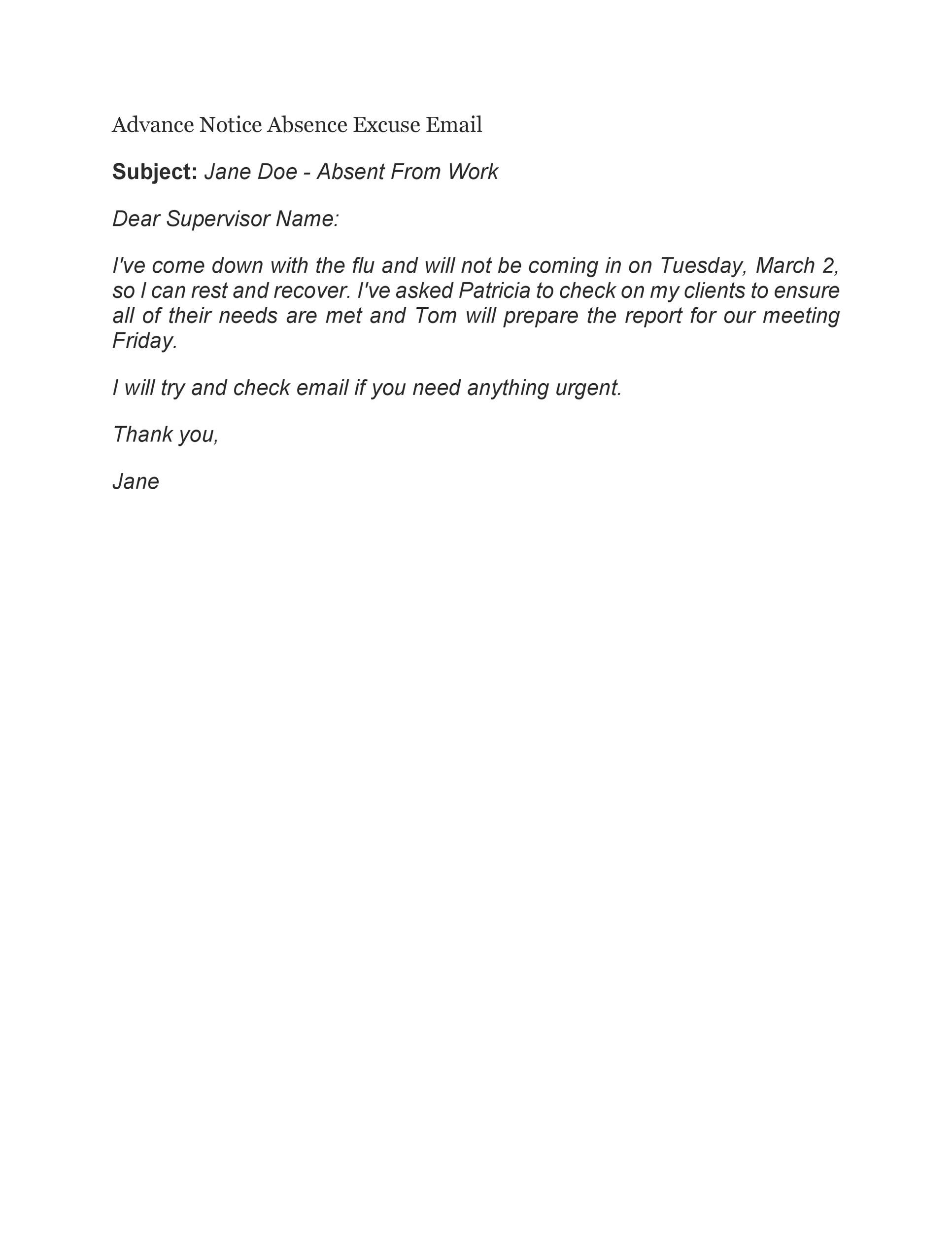 49 Professional Sick Leave Email Templates TemplateLab 49 Professional Sick Leave Email Templates TemplateLab