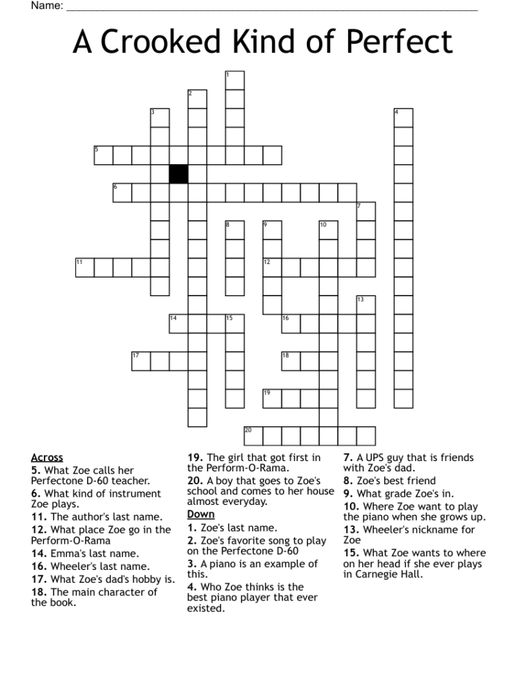 A Crooked Kind Of Perfect Crossword WordMint