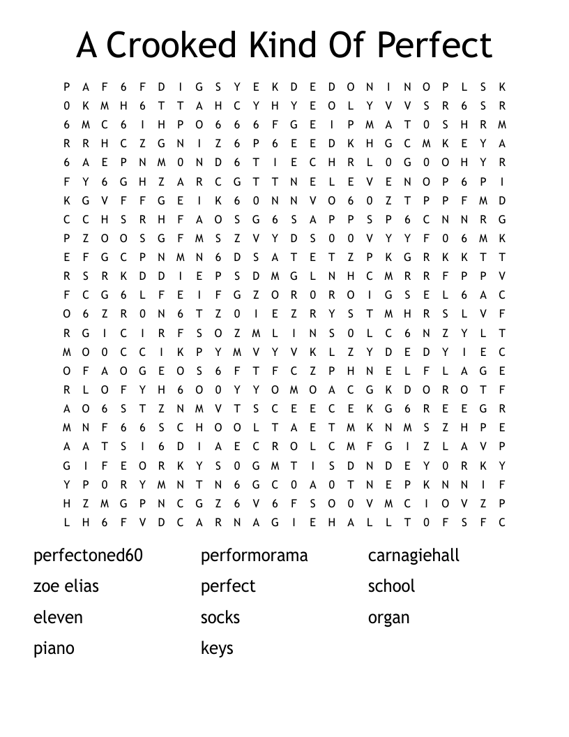 A Crooked Kind Of Perfect Word Search WordMint