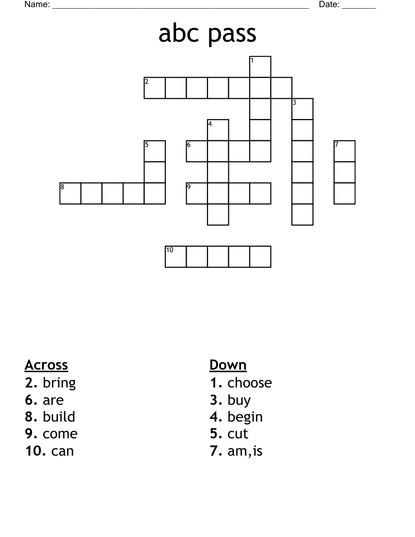 Abc Pass Crossword WordMint