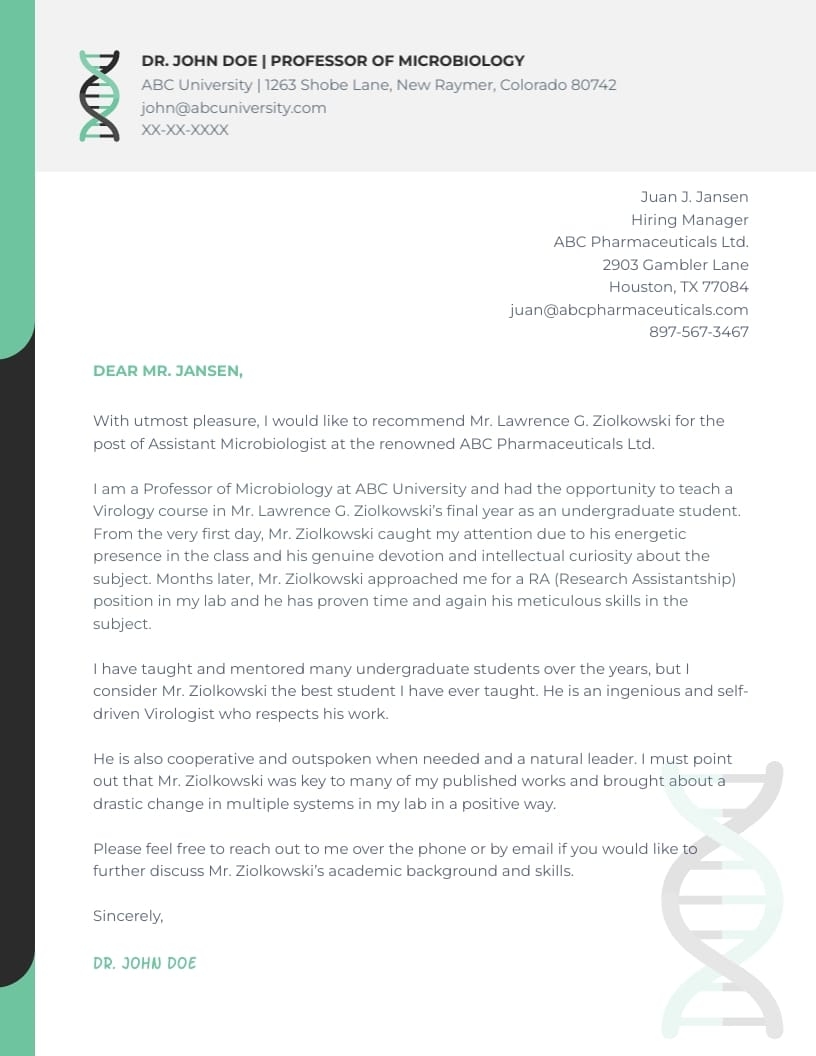Academic Recommendation Letter Template Visme Academic Recommendation Letter Template Visme