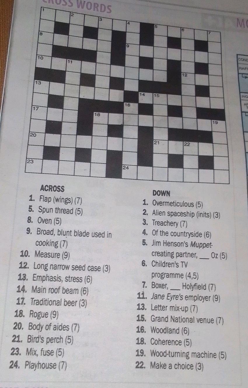 wings crossword clue