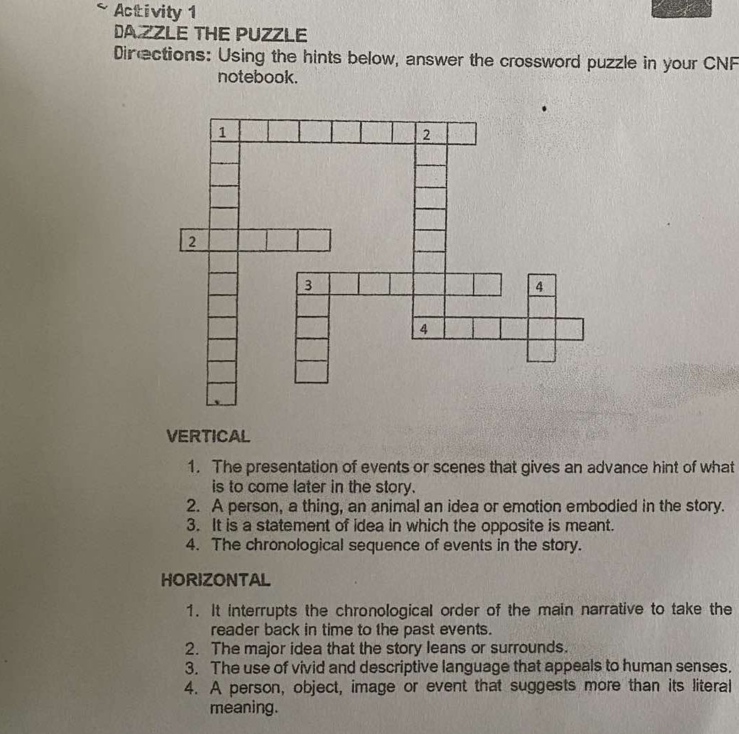 Activity 1 DAZZLE THE PUZZLE Directions StudyX