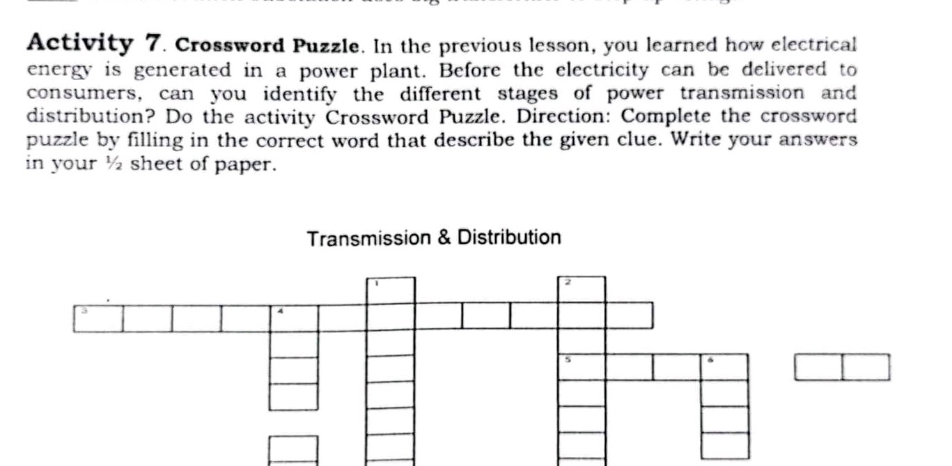 Activity 7 Crossword Puzzle In The Previous StudyX