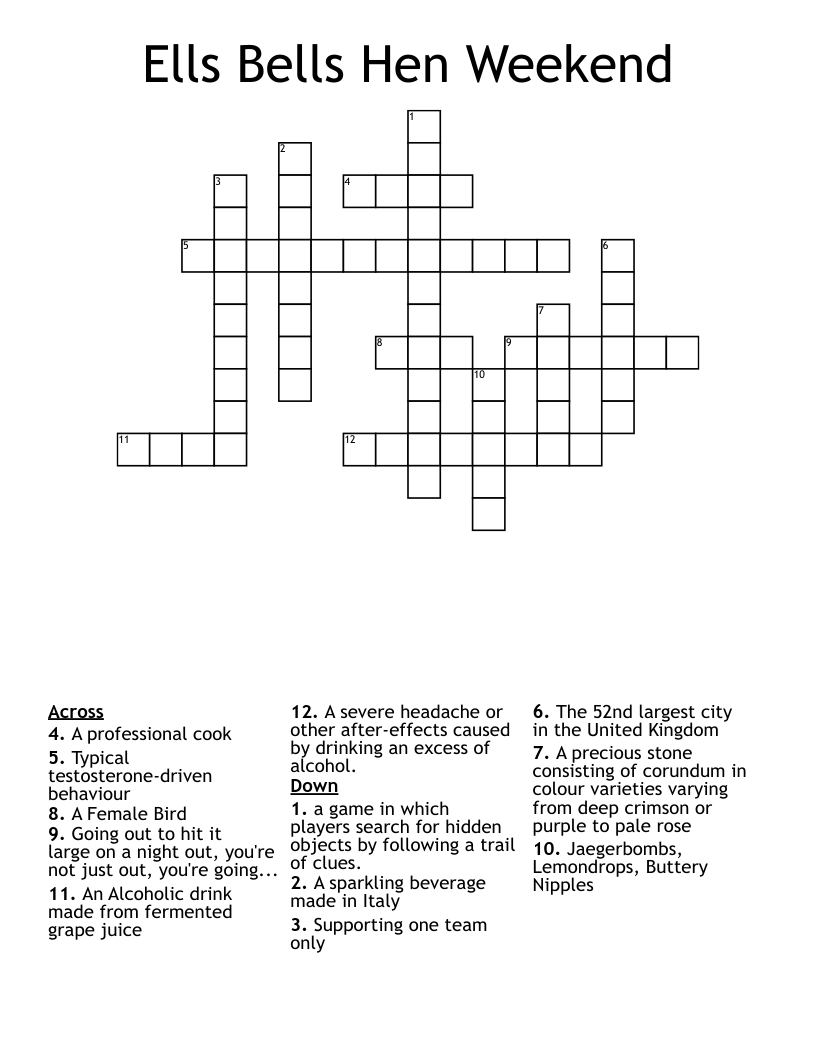 Alcohol Crossword WordMint
