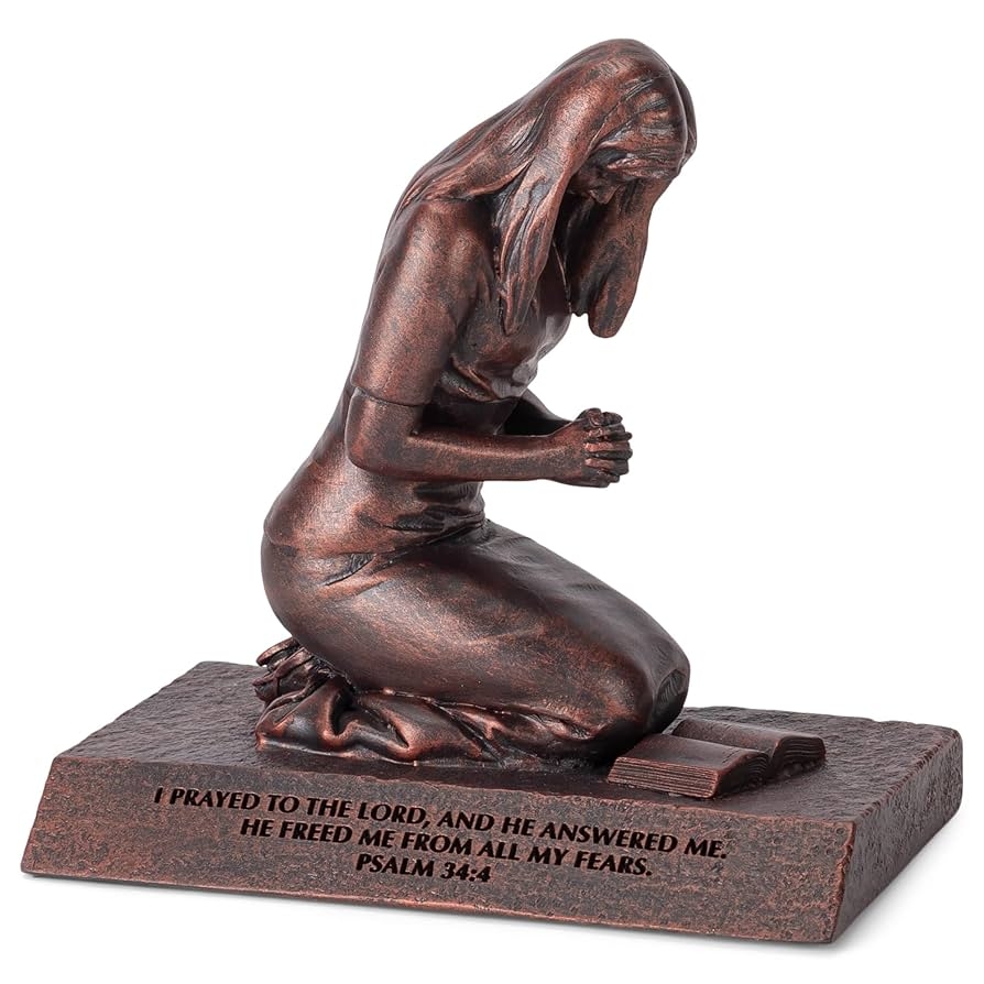 Amazon Lighthouse Christian Products Praying Woman Seeking God Bronzelike Finish 4 5 X 2 75 Cast Stone Mounted Sculpture